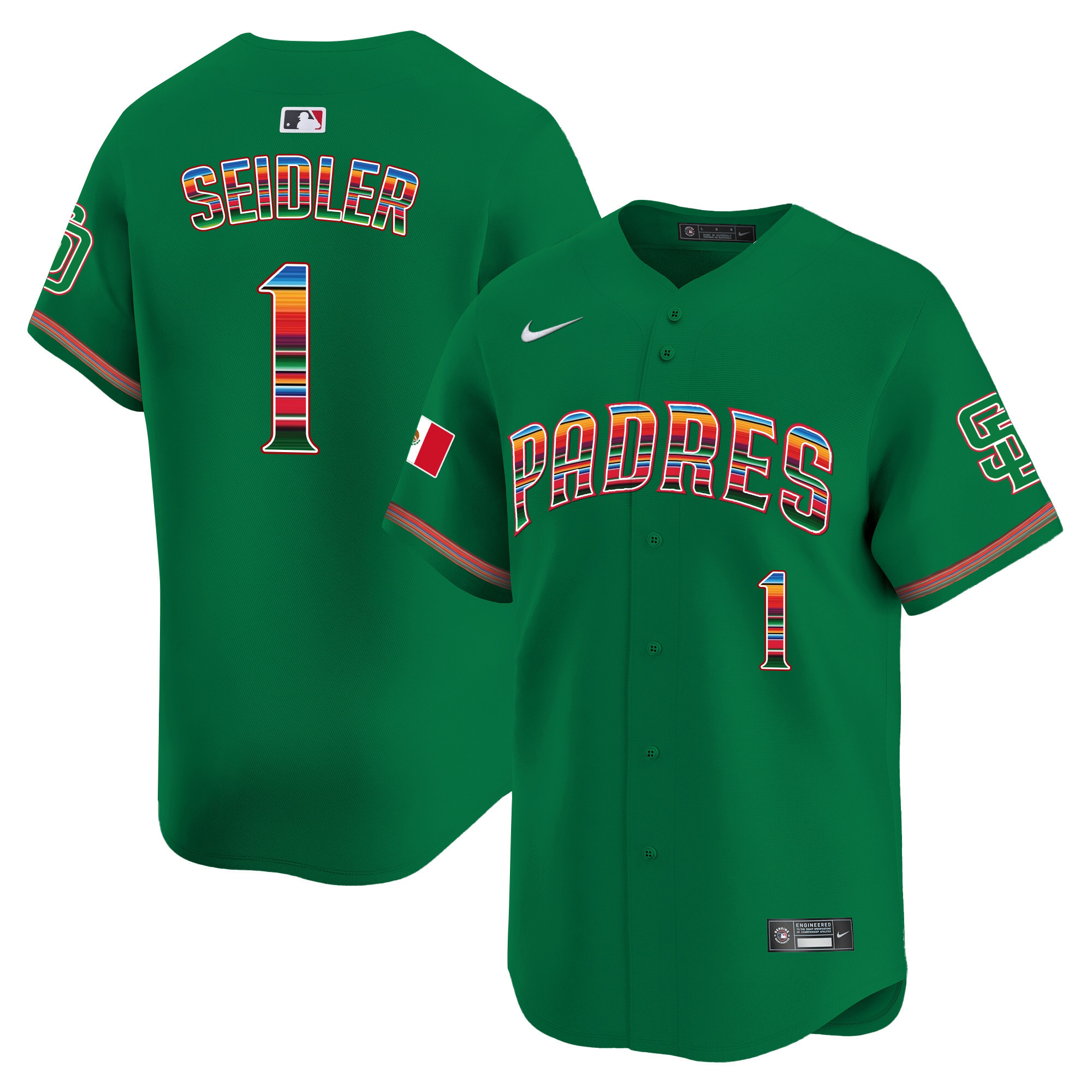Peter Seidler Men's San Diego Padres Mexico Premier Limited Green Jersey - All Stitched
