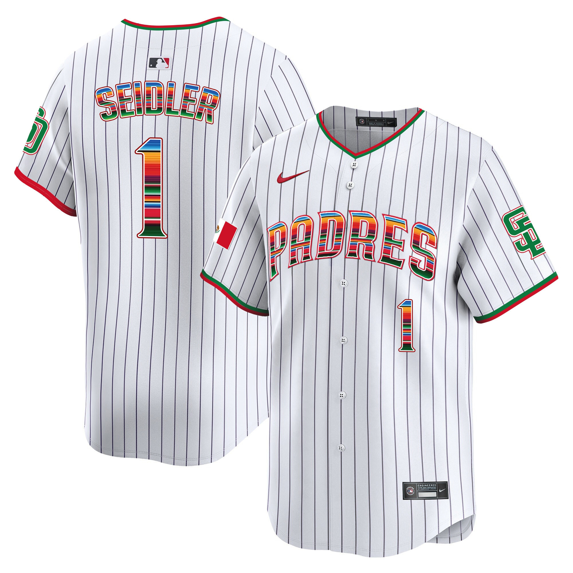 Peter Seidler Men's San Diego Padres Mexico Premier Limited Pinstripe Jersey - All Stitched