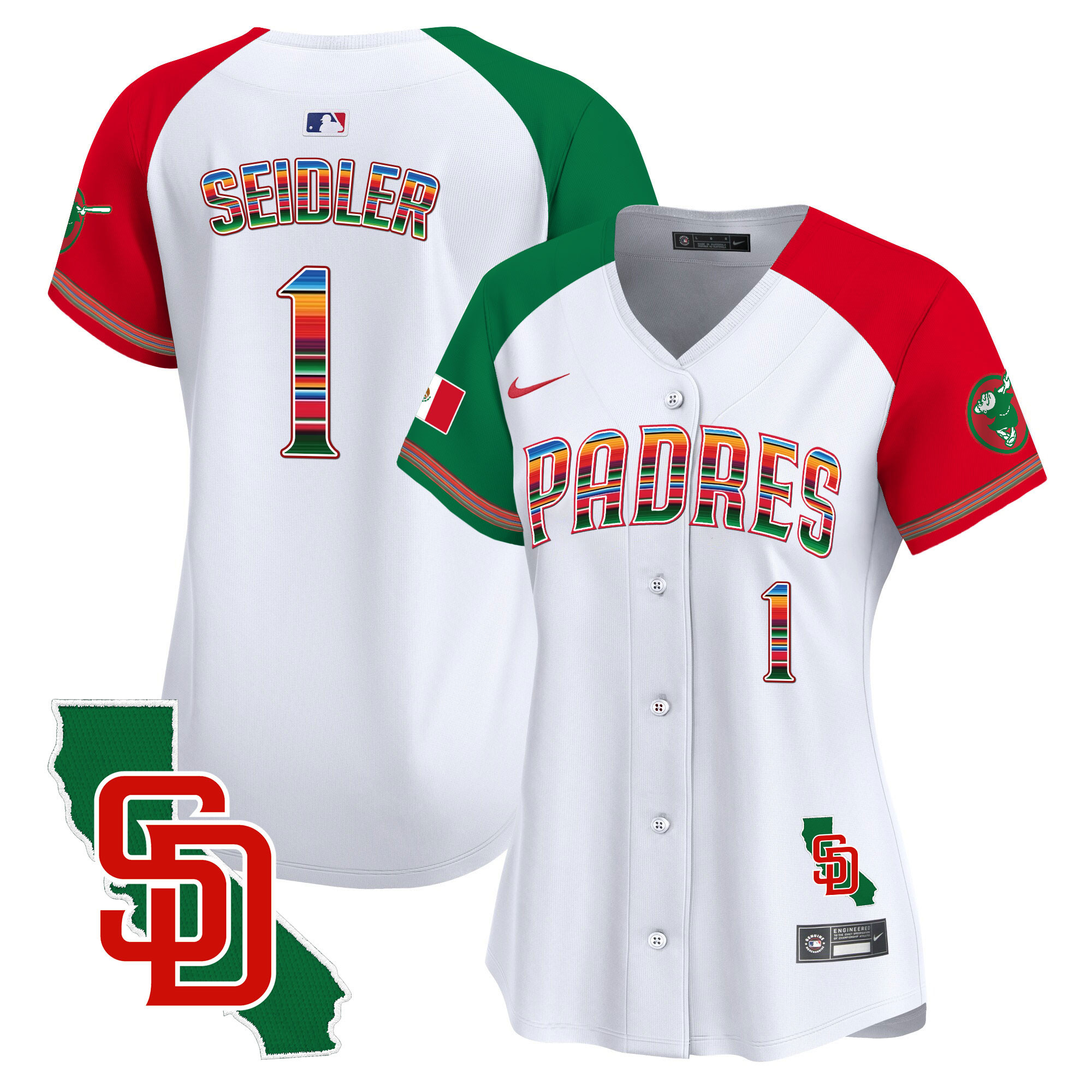 Peter Seidler Women's San Diego Padres Mexico California Patch Vapor Premier Limited Alternate Jersey - All Stitched