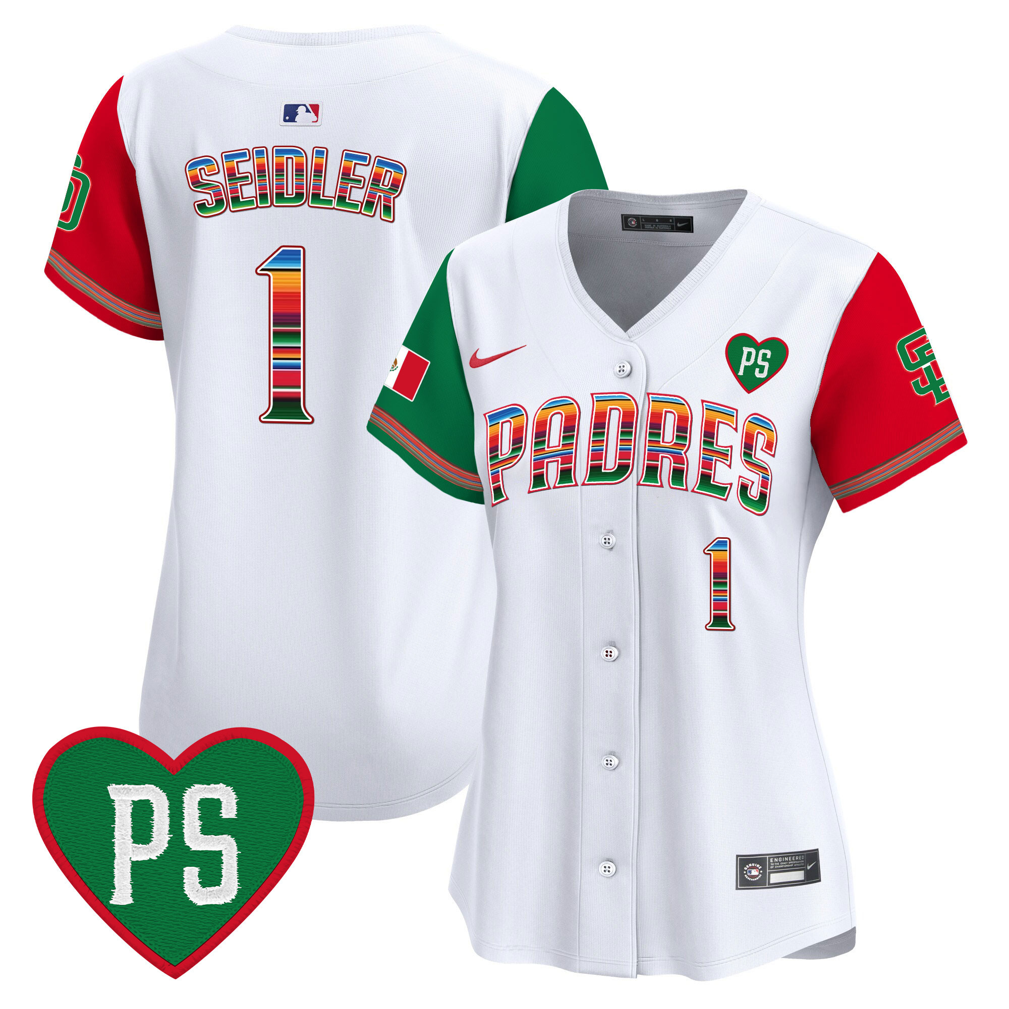 Peter Seidler Women's San Diego Padres Mexico "For Peter" Patch Vapor Premier Limited Green Jersey - All Stitched