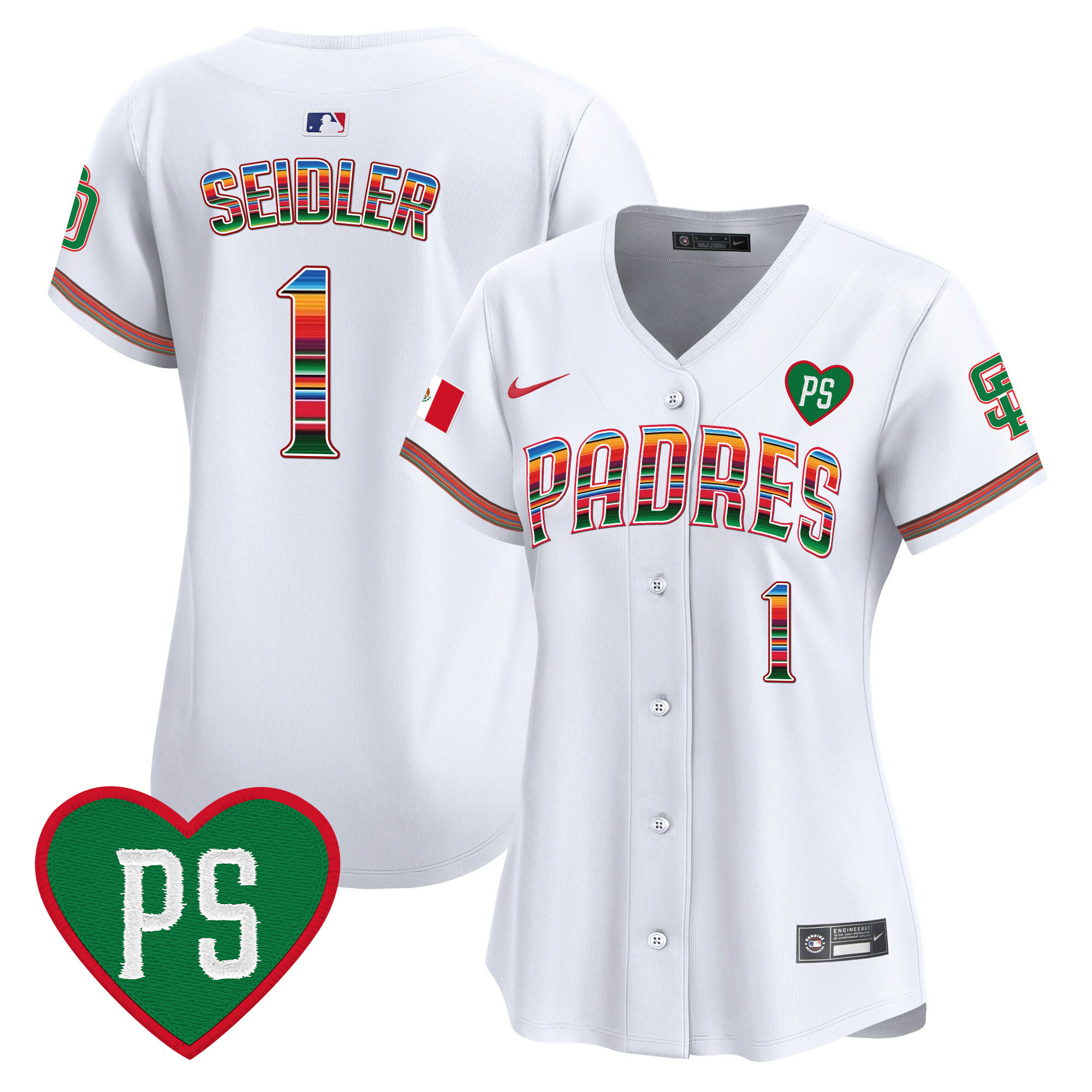Peter Seidler Women's San Diego Padres Mexico "For Peter" Patch Vapor Premier Limited White Jersey - All Stitched