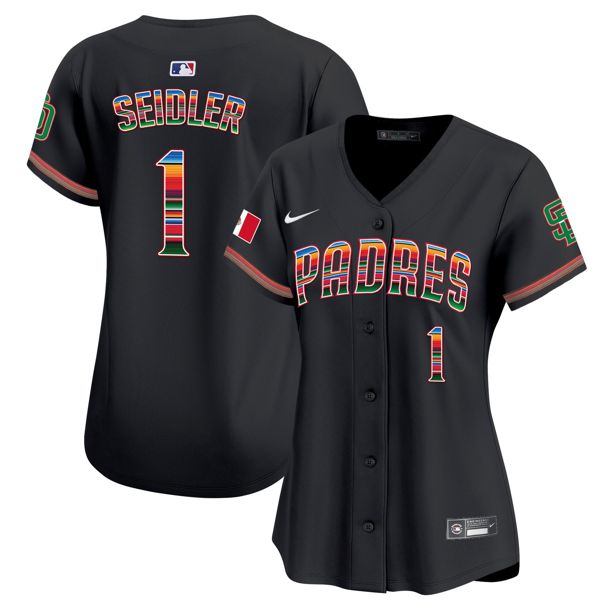 Peter Seidler Women's San Diego Padres Mexico Premier Limited Black Jersey - All Stitched