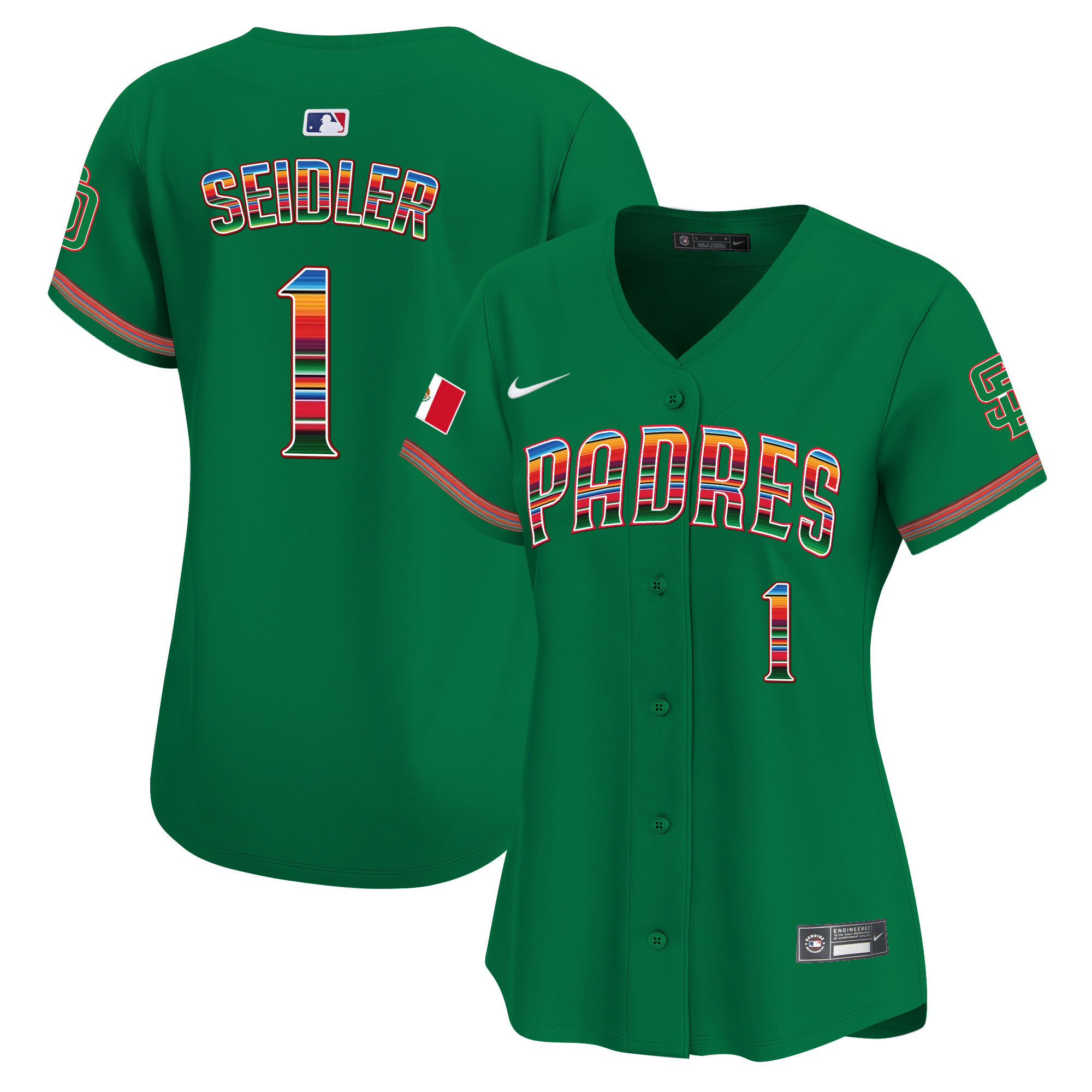Peter Seidler Women's San Diego Padres Mexico Premier Limited Green Jersey - All Stitched