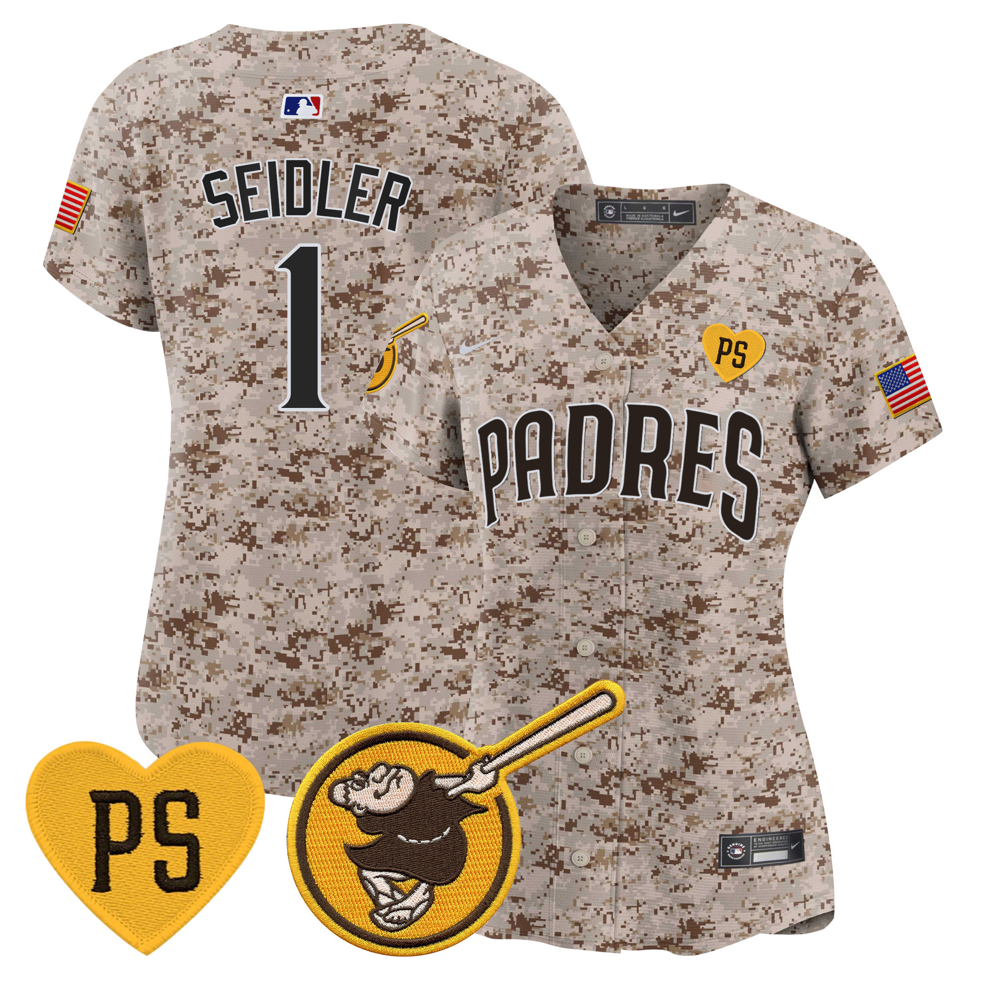 Peter Seidler Women's San Diego Padres USMC Alternate Vapor Premier Limited Desert Jersey - All Stitched