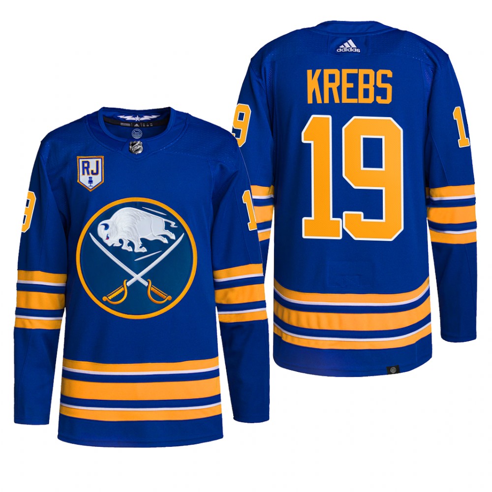 Peyton Krebs Buffalo Sabres Honor Rick Jeanneret patch Jersey 2022 Royal #19 Pro Uniform
