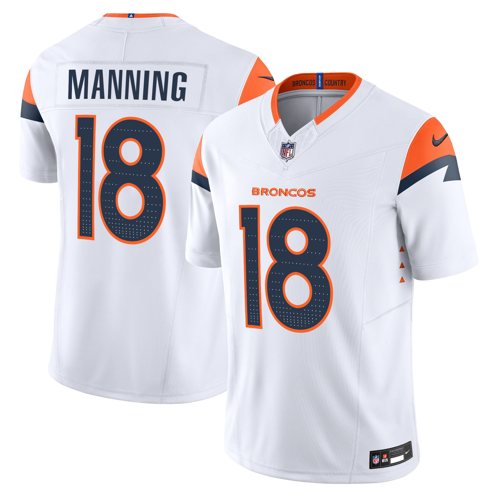 Peyton Manning Men's Denver Broncos 2024 Vapor Limited White Jersey - All Stitched 