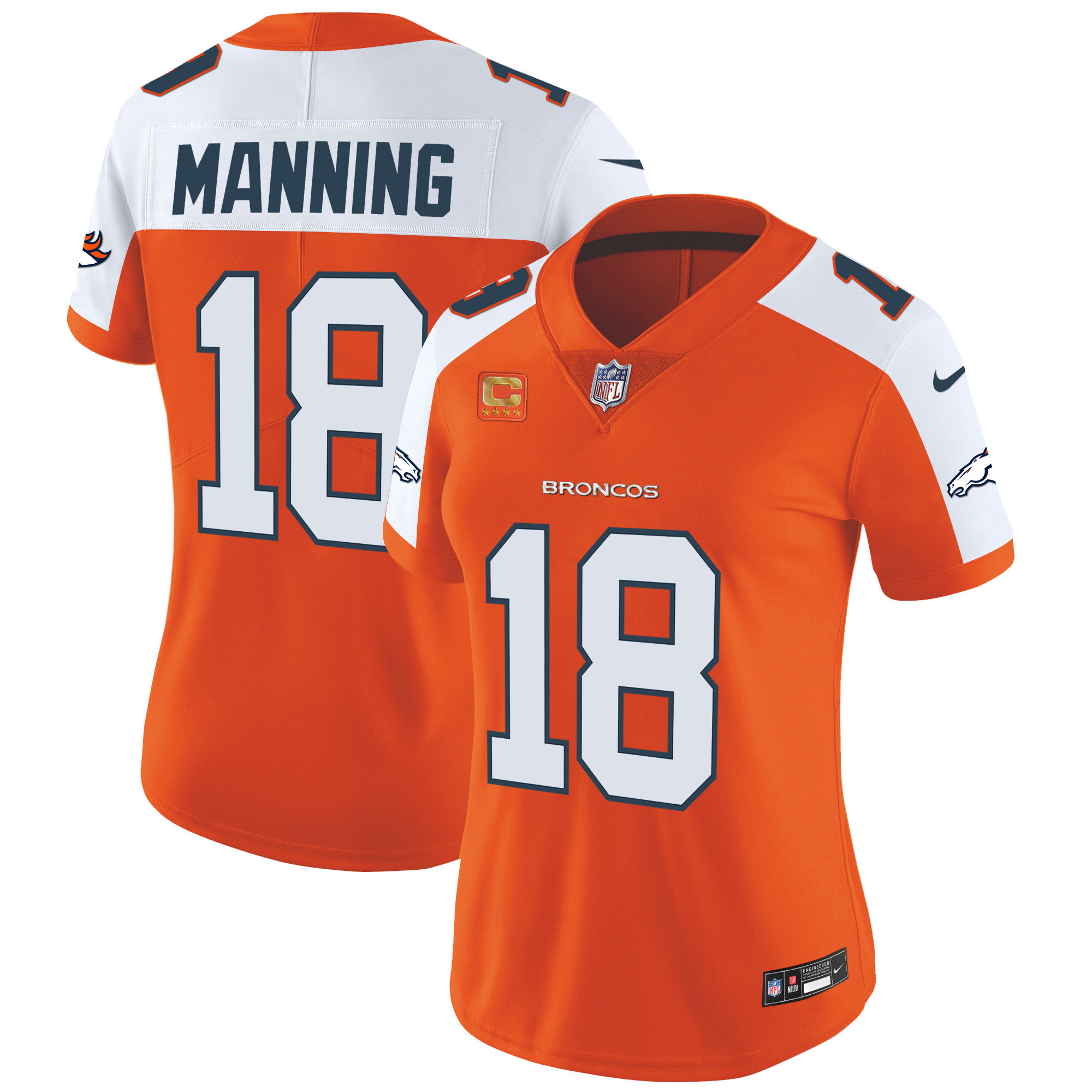 Peyton Manning Women's Denver Broncos Vapor Limited Orange Alternate Jersey - All Stitched 