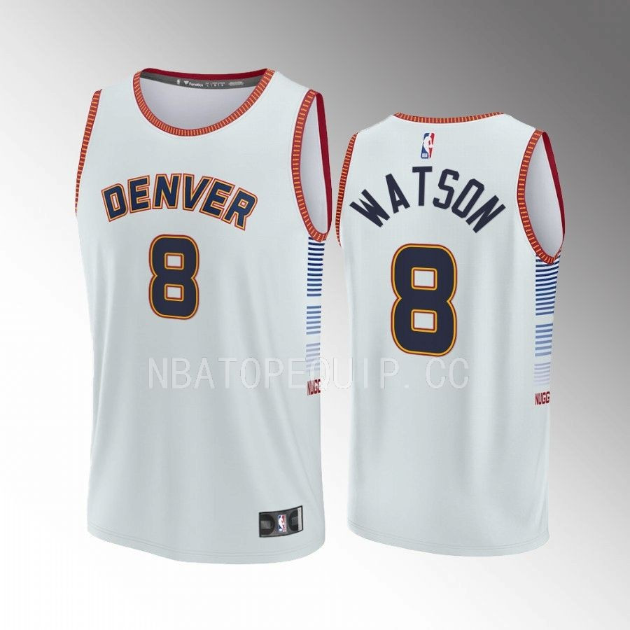Peyton Watson 8 Denver Nuggets Gray Jersey Fast Break Fastbreak 2022-23 City Edition