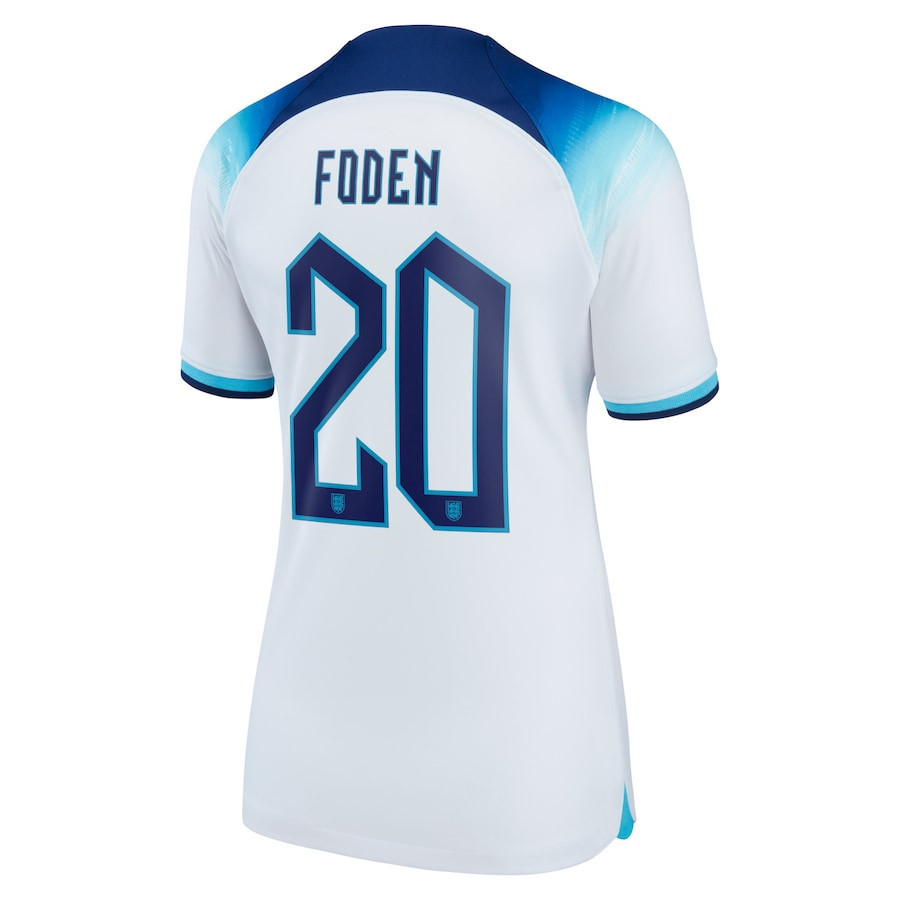 Phil Foden 20 England National Team 2022-23 World Cup Home Women Soccer Jersey – White