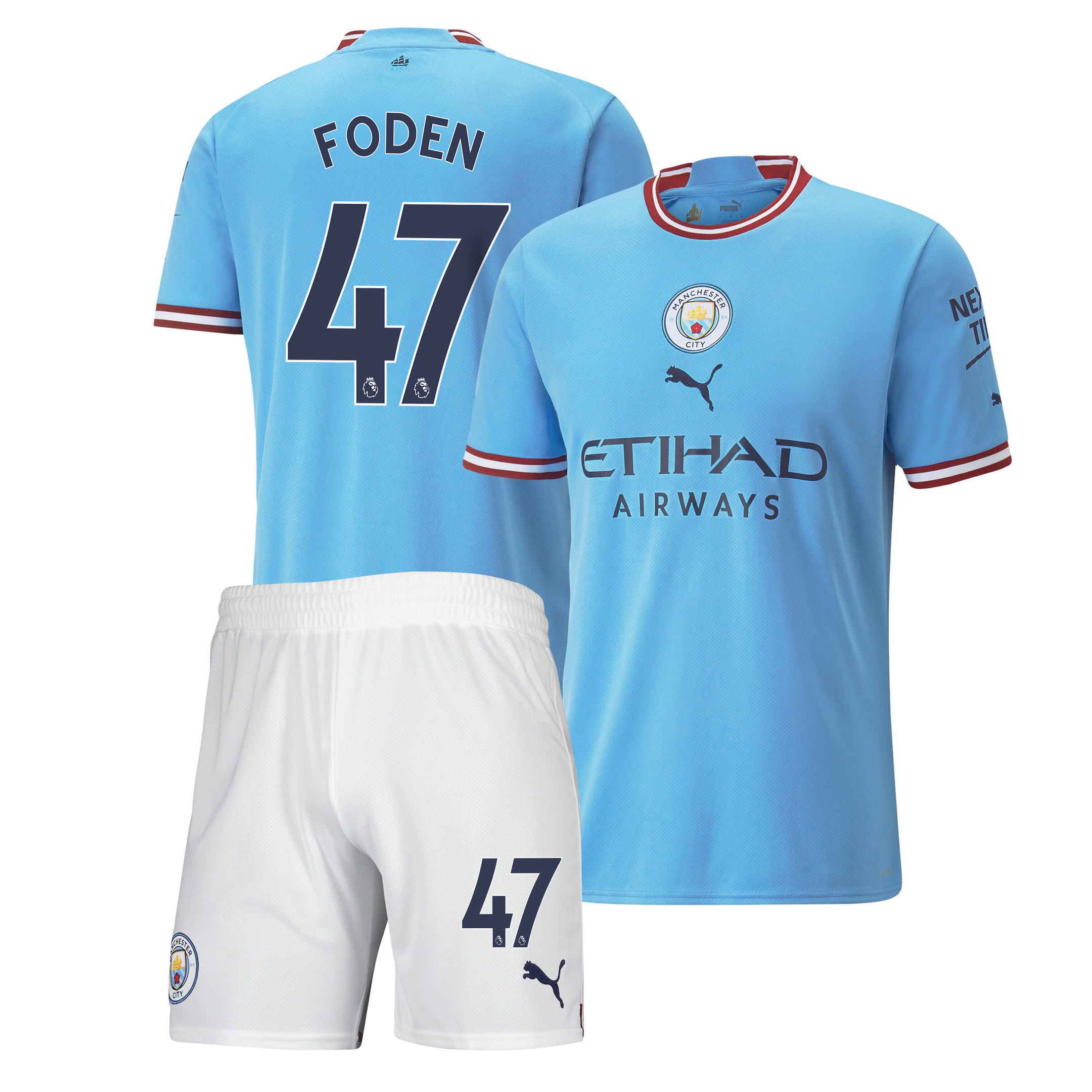 Phil Foden 47 Manchester City Home Kit 2022-23 Men Soccer Jersey – Sky Blue