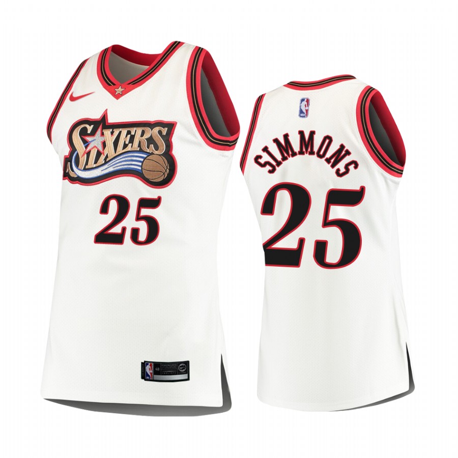Philadelphia 76ers #25 Ben Simmons White Hardwood Classics Men's Jersey