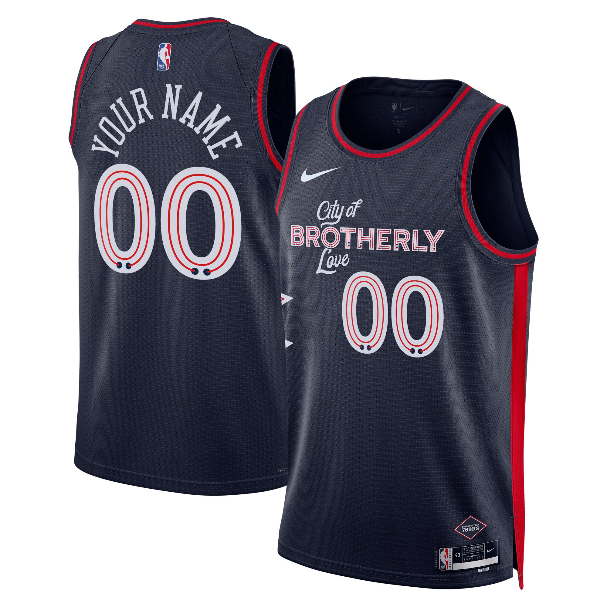 Philadelphia 76ers 2023/24 City Edition Custom Navy Jersey - All Stitched