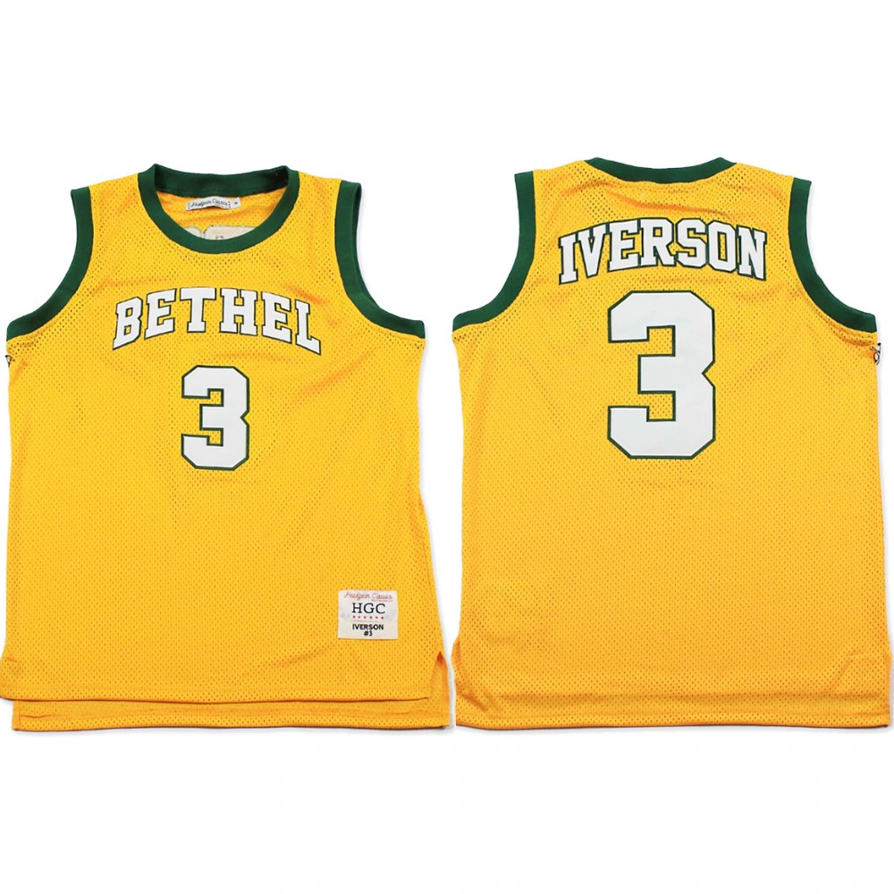 Philadelphia 76ers Allen Iverson Yellow Alternate Bethel High School Jersey
