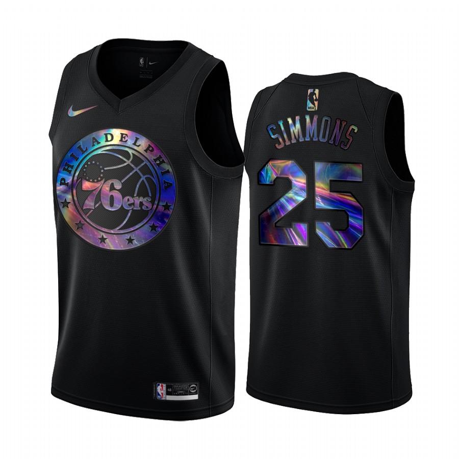 Philadelphia 76ers Ben Simmons #25 Jersey Iridescent Holographic Black Limited Edition