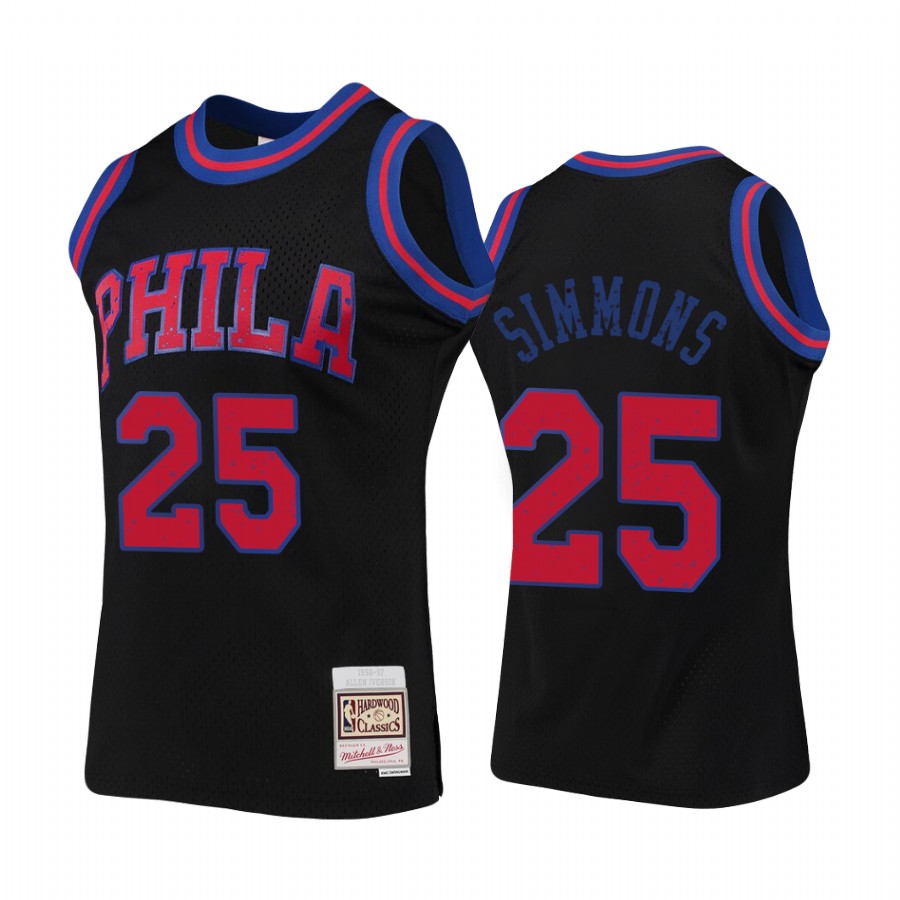 Philadelphia 76ers Ben Simmons Black Rings Collection HWC Jersey #25
