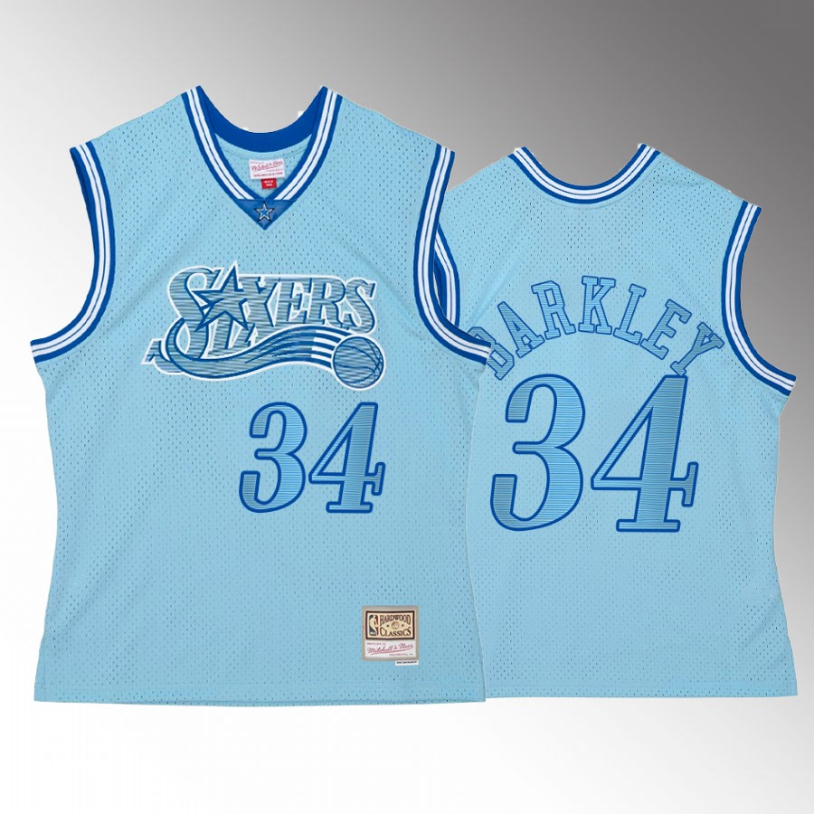 Philadelphia 76ers Charles Barkley Space Knit #34 Blue Hardwood Classics Jersey