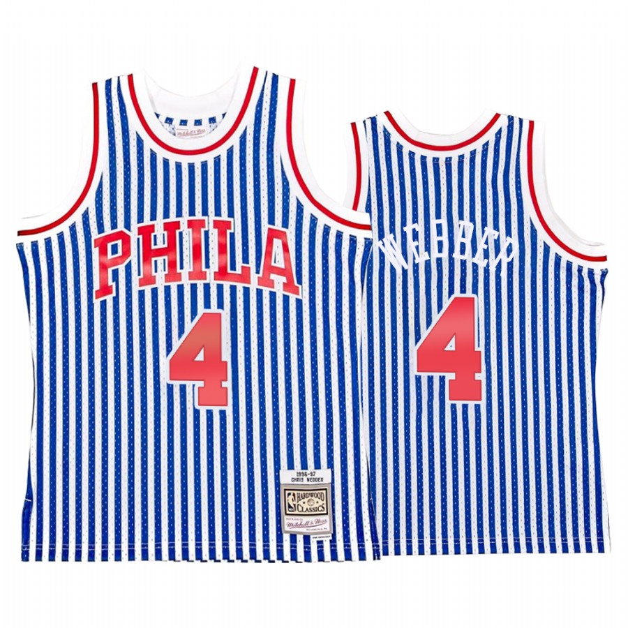 Philadelphia 76ers Chris Webber #4 Blue Striped Jersey