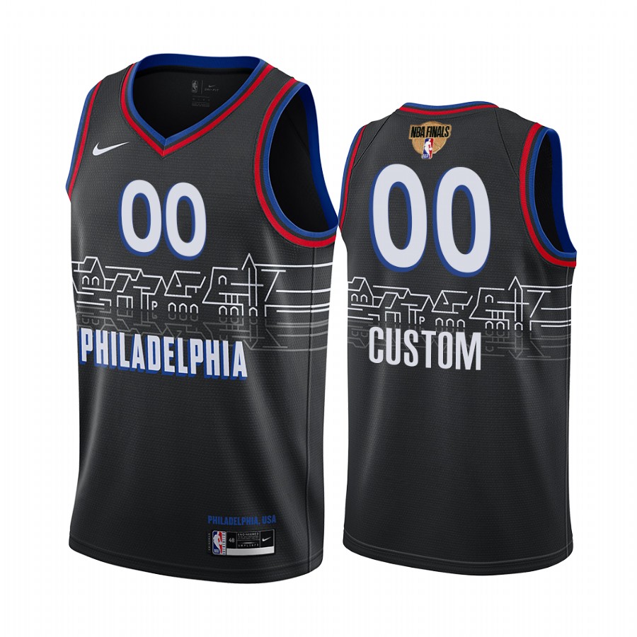 Philadelphia 76ers Custom #00 Black 2021 NBA Playoffs Jersey