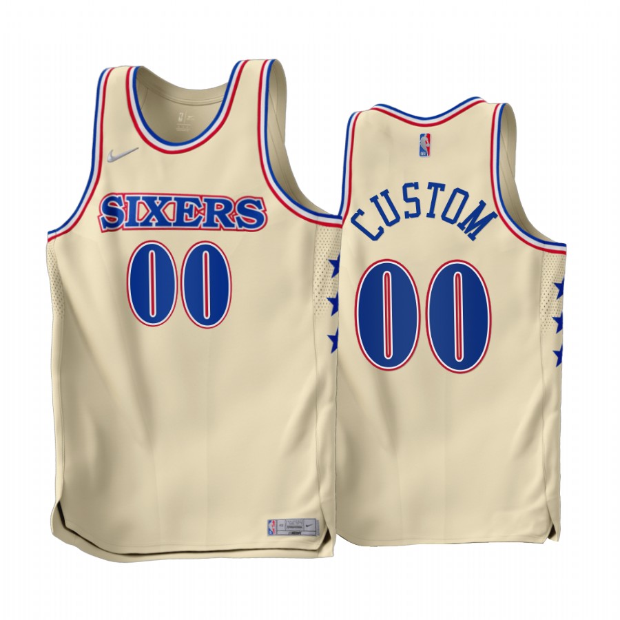 Philadelphia 76ers Custom 2022-23 Earned Edition Cream #00 Jersey