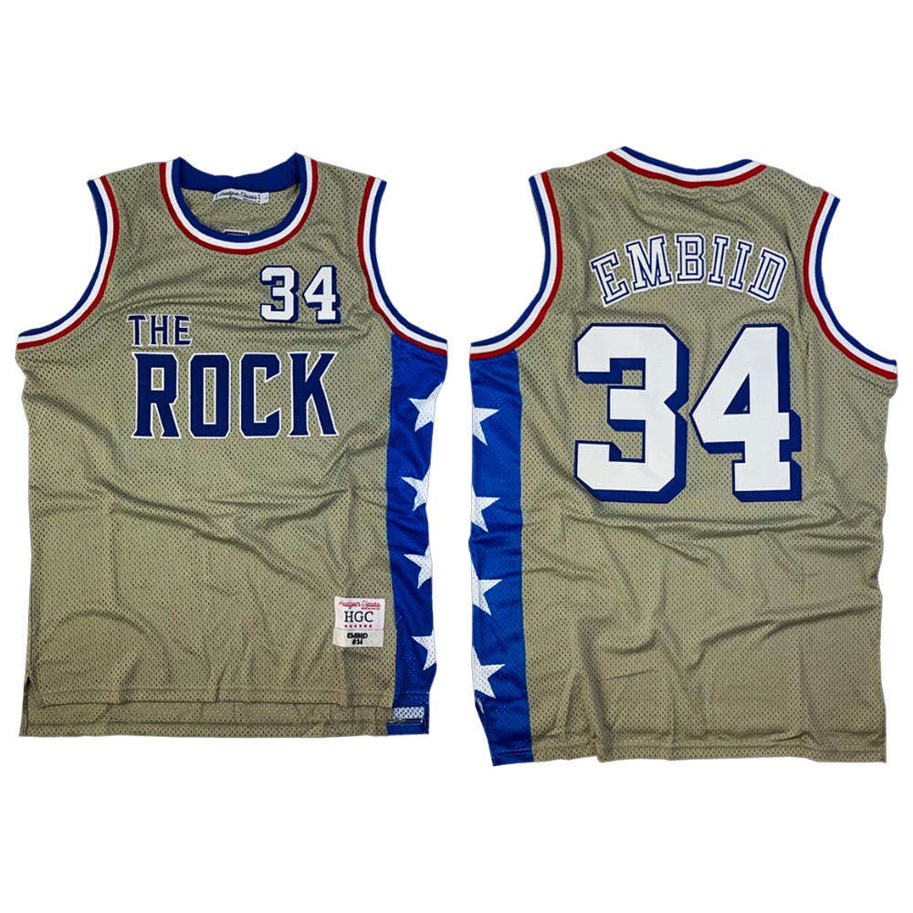 Philadelphia 76ers Joel Embiid Grey City The Rock High School Jersey