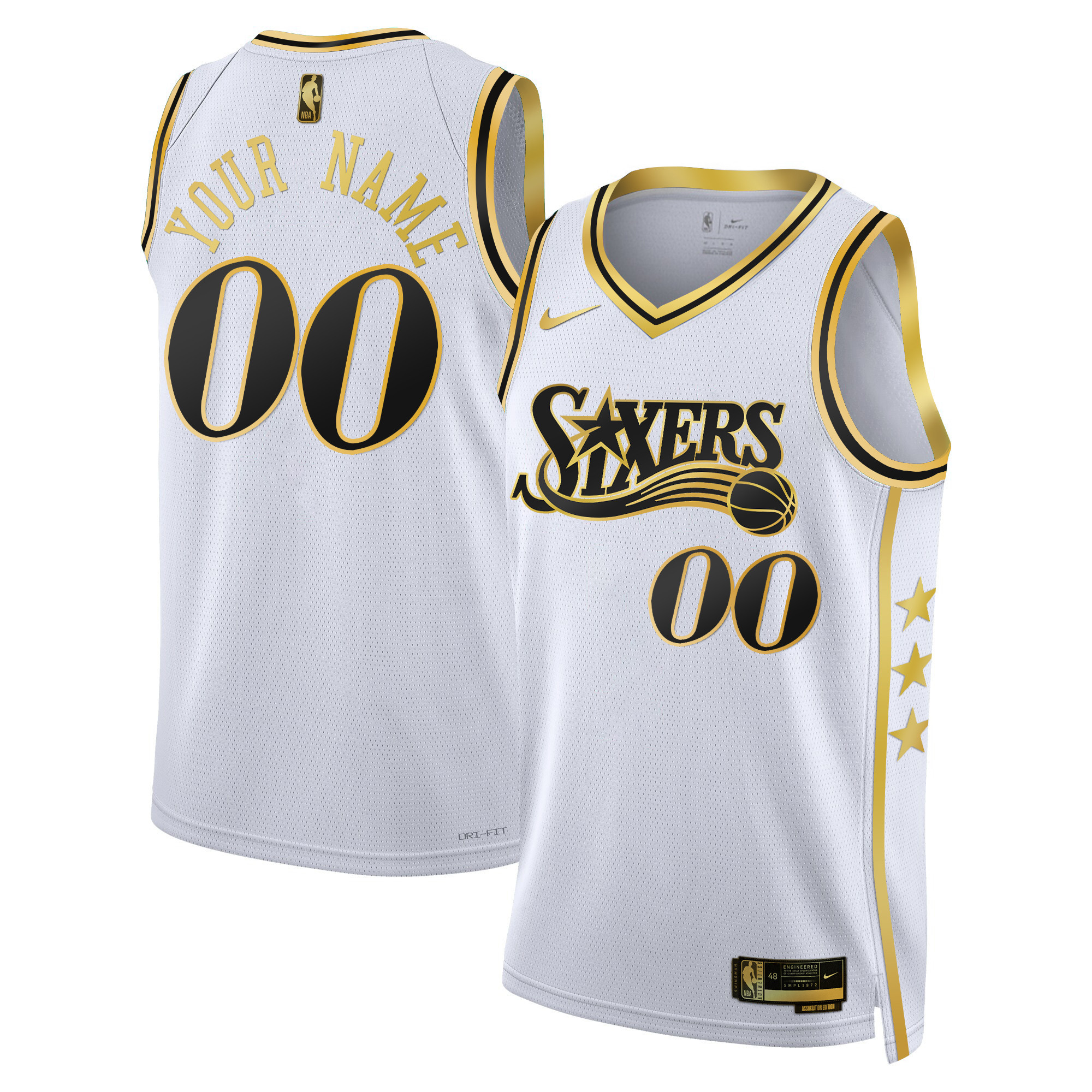 Philadelphia 76ers Swingman Custom White Gold Jersey - All Stitched
