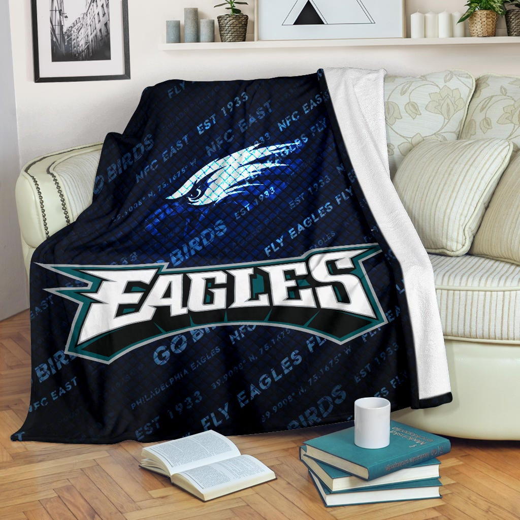 Philadelphia Eagles American Football Team Fleece Blanket Go Birds Go Eagles Text Background Fleece Blankets