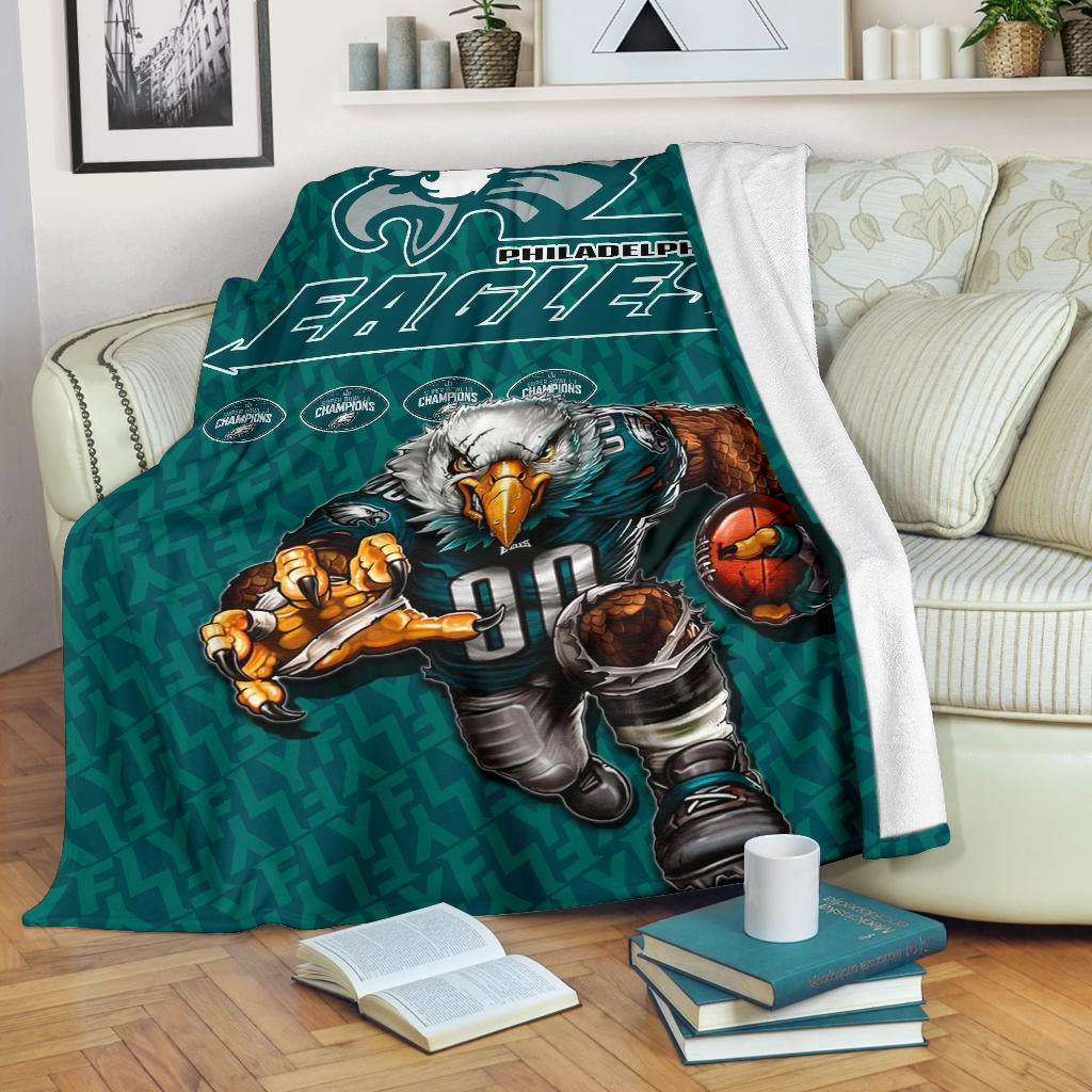 Philadelphia Eagles American Football Team Fleece Blanket Muscle Artwork Eagle 00 Go Champions Fleece Blankets
