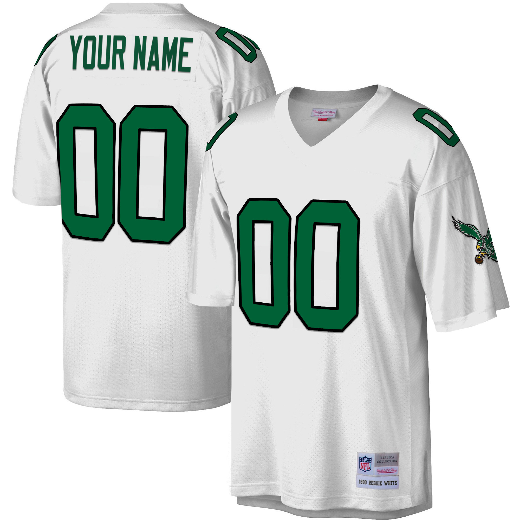 Philadelphia Eagles Big & Tall 1990 Legacy White Custom Kelly White Jersey - All Stitched