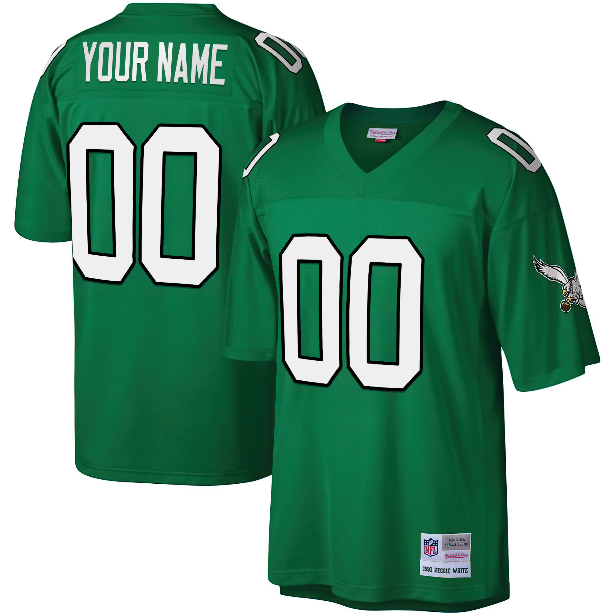 Philadelphia Eagles Big & Tall 1990 Retired Kelly Green Custom Jersey - All Stitched