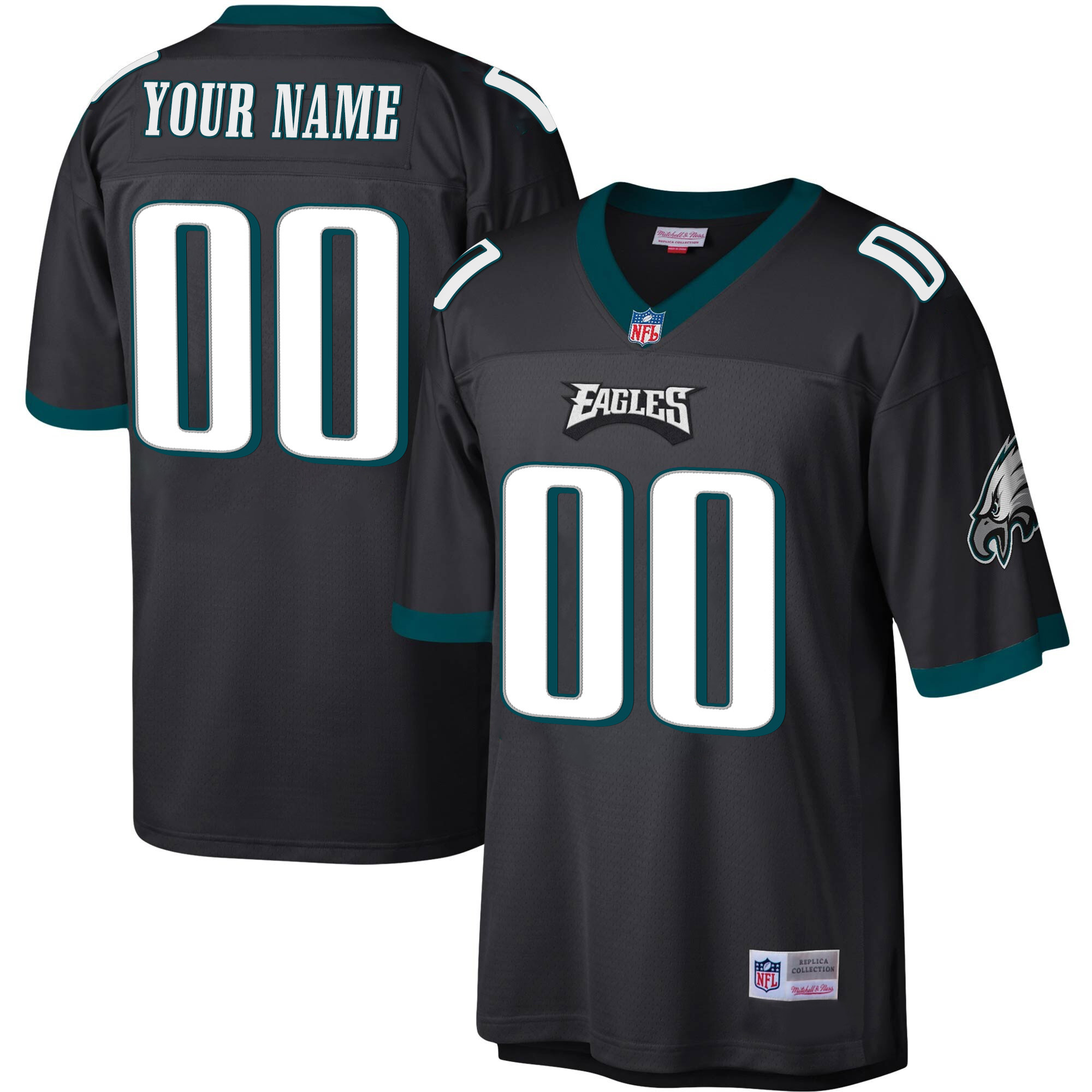 Philadelphia Eagles Big & Tall Legacy Custom Black Jersey - All Stitched