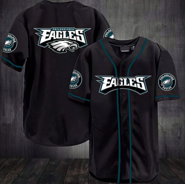 Philadelphia Eagles Black Baseball Jersey Shirt