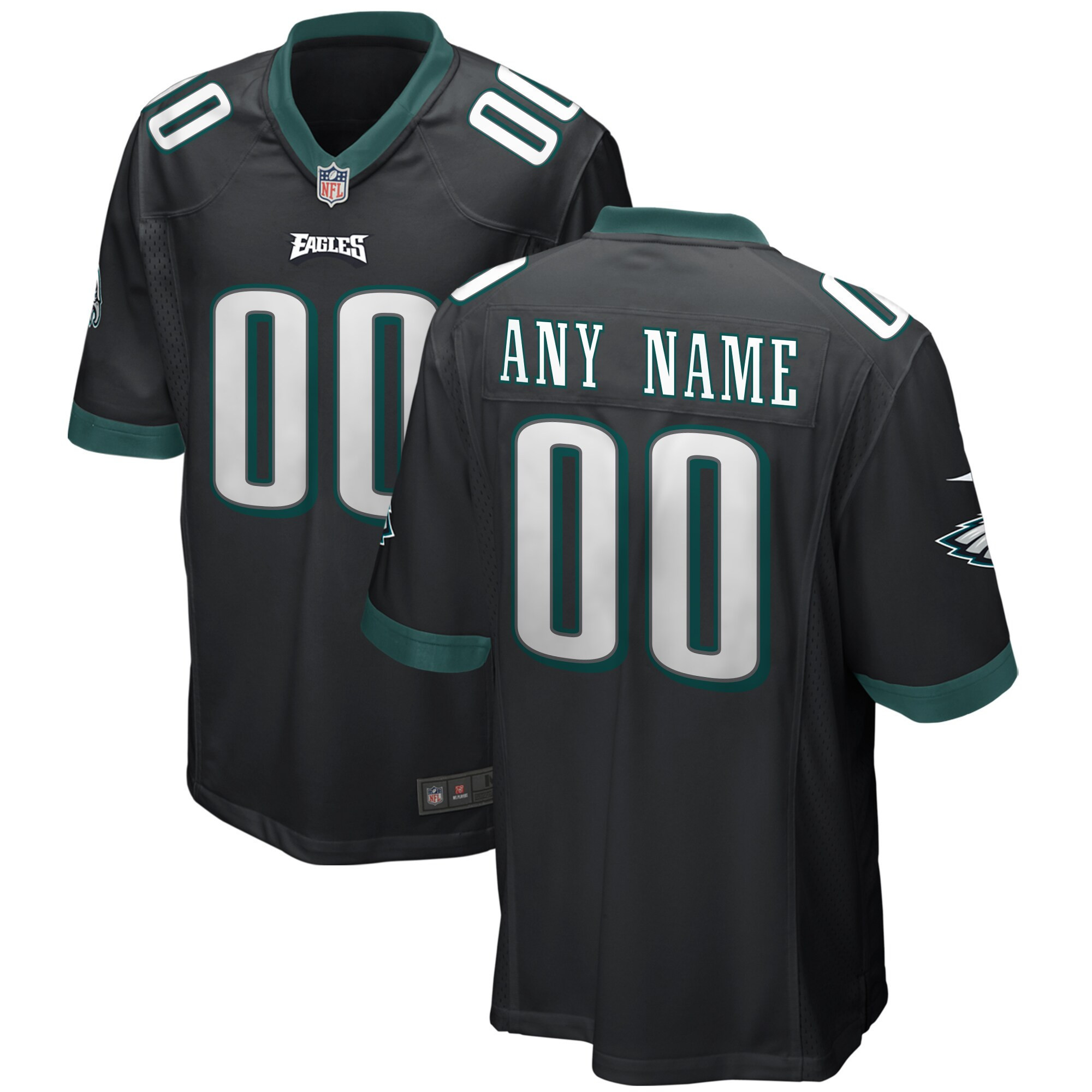 Philadelphia Eagles Custom Game Black Jersey - All Stitched