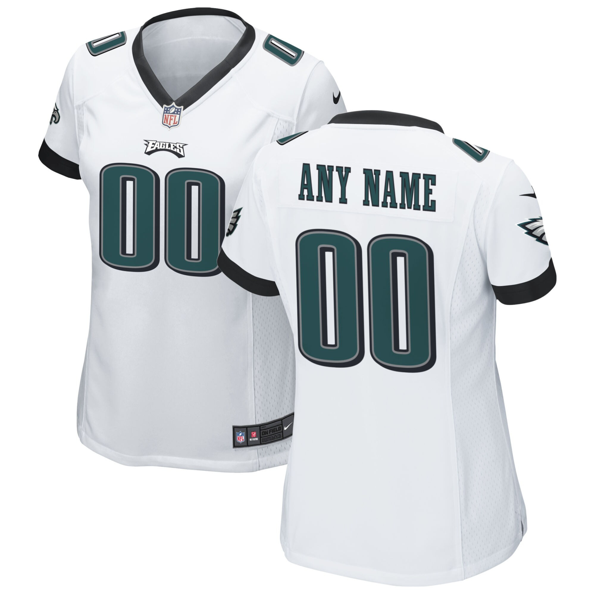 Philadelphia Eagles Custom Game White Jersey - All Stitched