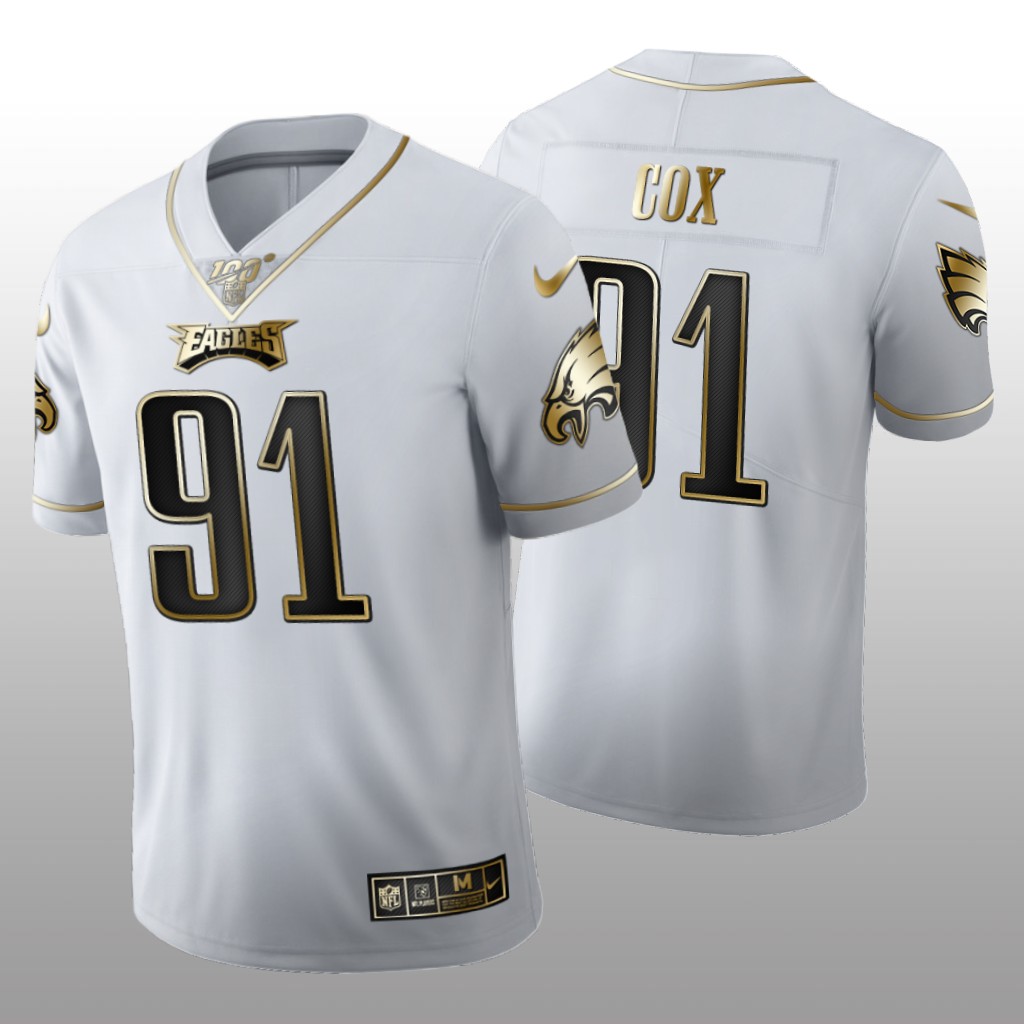 Philadelphia Eagles Fletcher Cox White Golden Edition Jersey 100th Season Men's