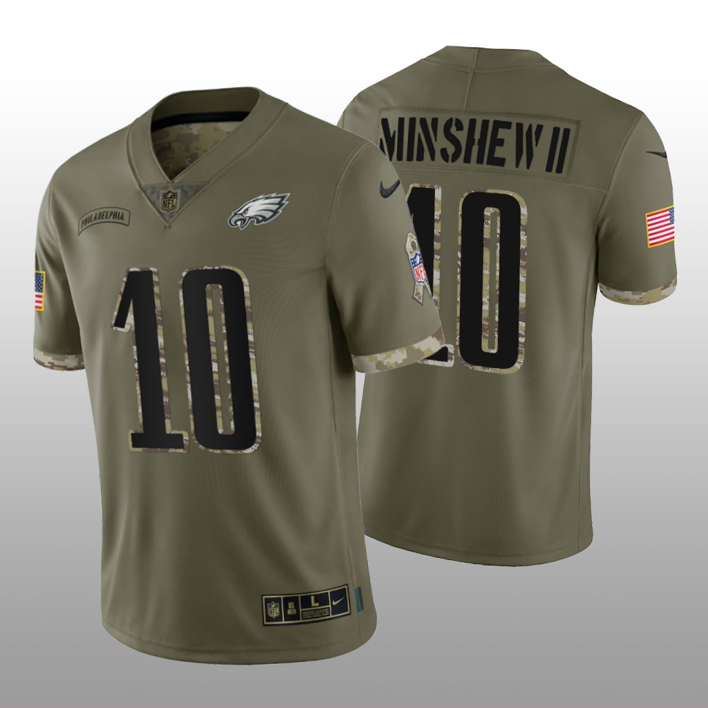 Philadelphia Eagles Gardner Minshew II Olive Jersey 2022 Salute To Service - Men's
