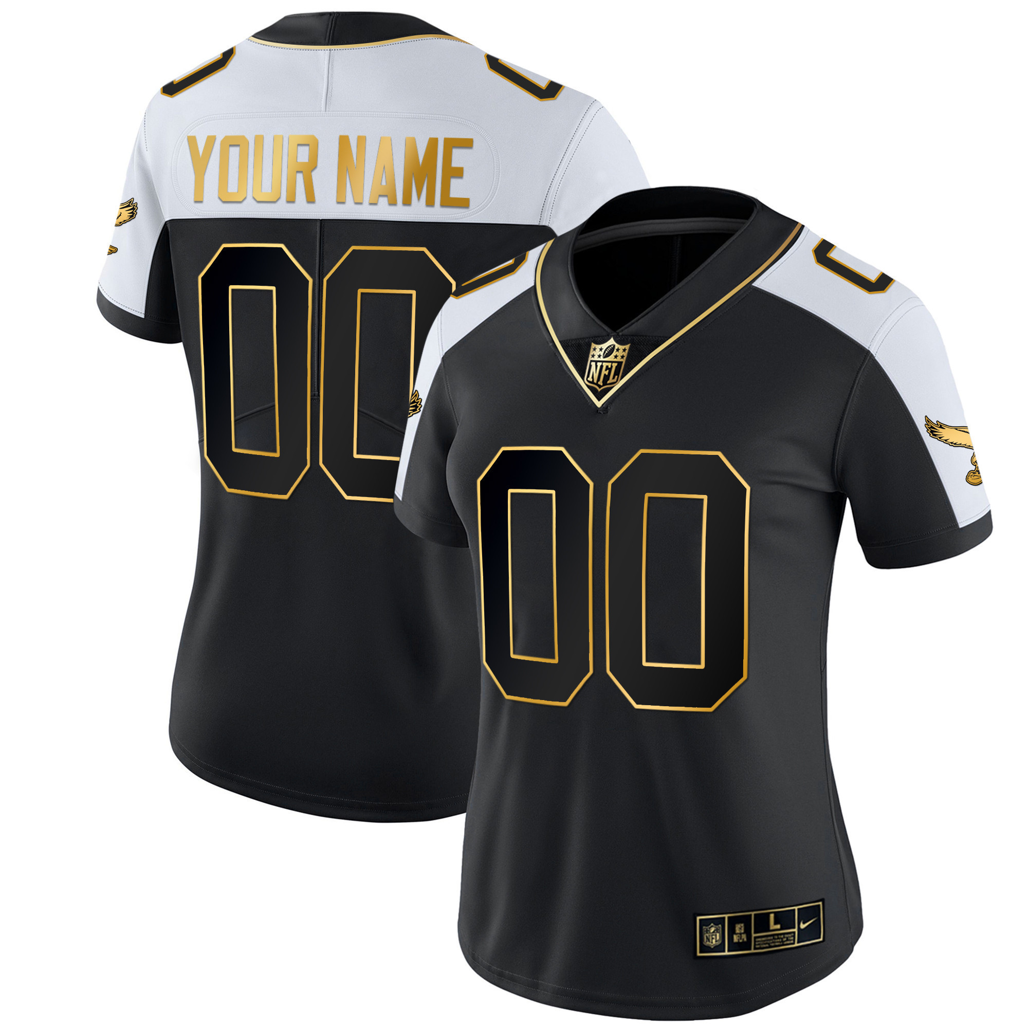 Philadelphia Eagles Gold & Kelly Vapor Custom Alternate Jersey - All Stitched