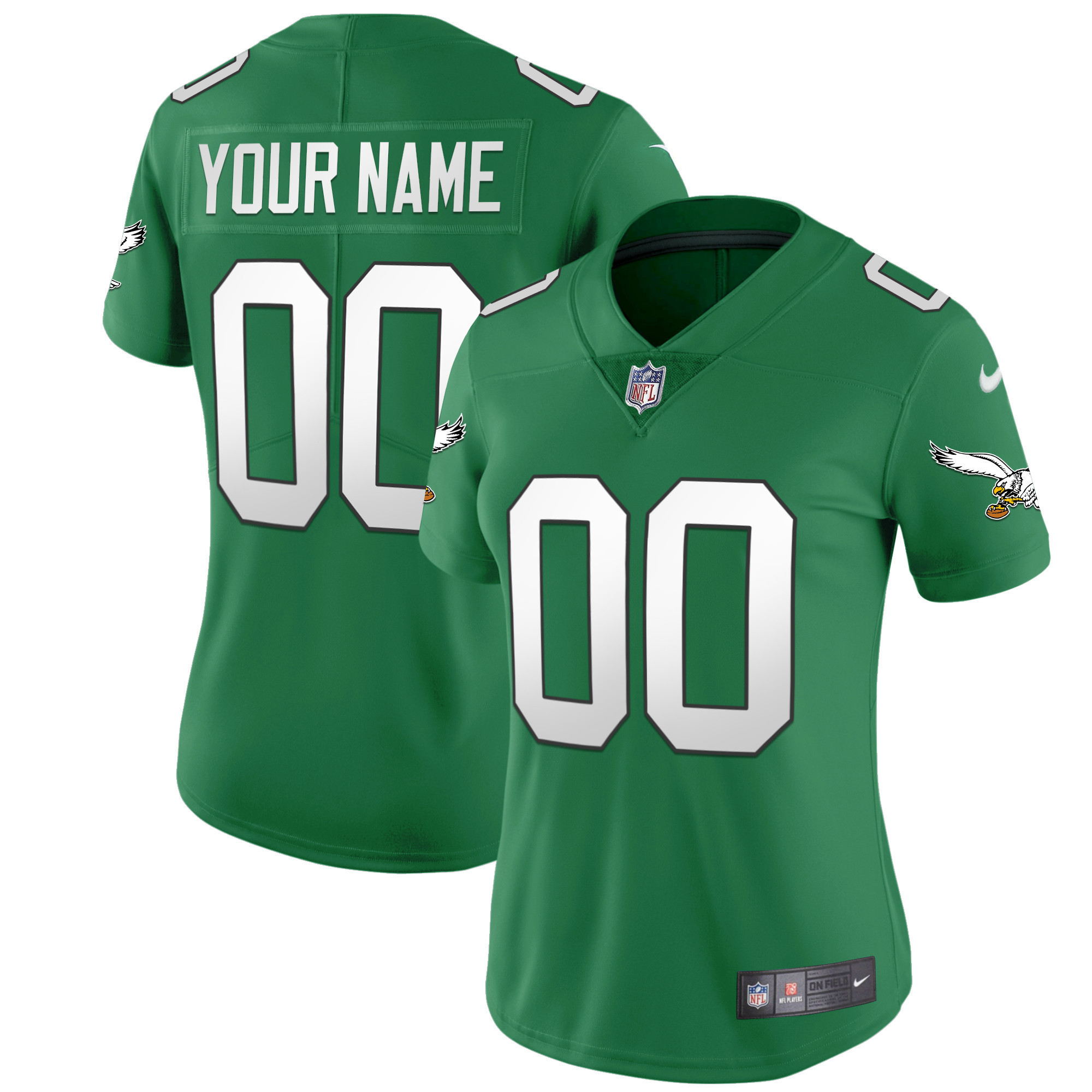 Philadelphia Eagles Gold & Kelly Vapor Custom Kelly Green Jersey - All Stitched