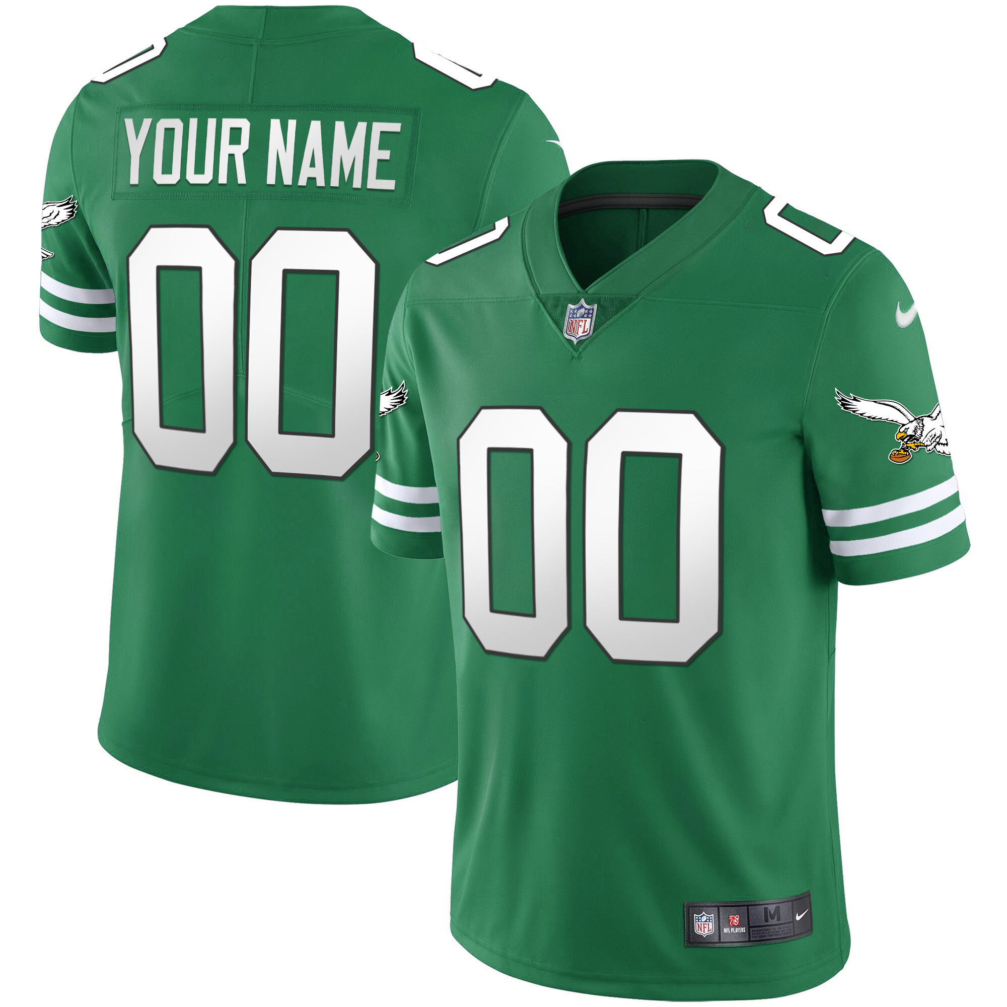 Philadelphia Eagles Gold & Kelly Vapor Custom V2 Kelly Green Jersey - All Stitched
