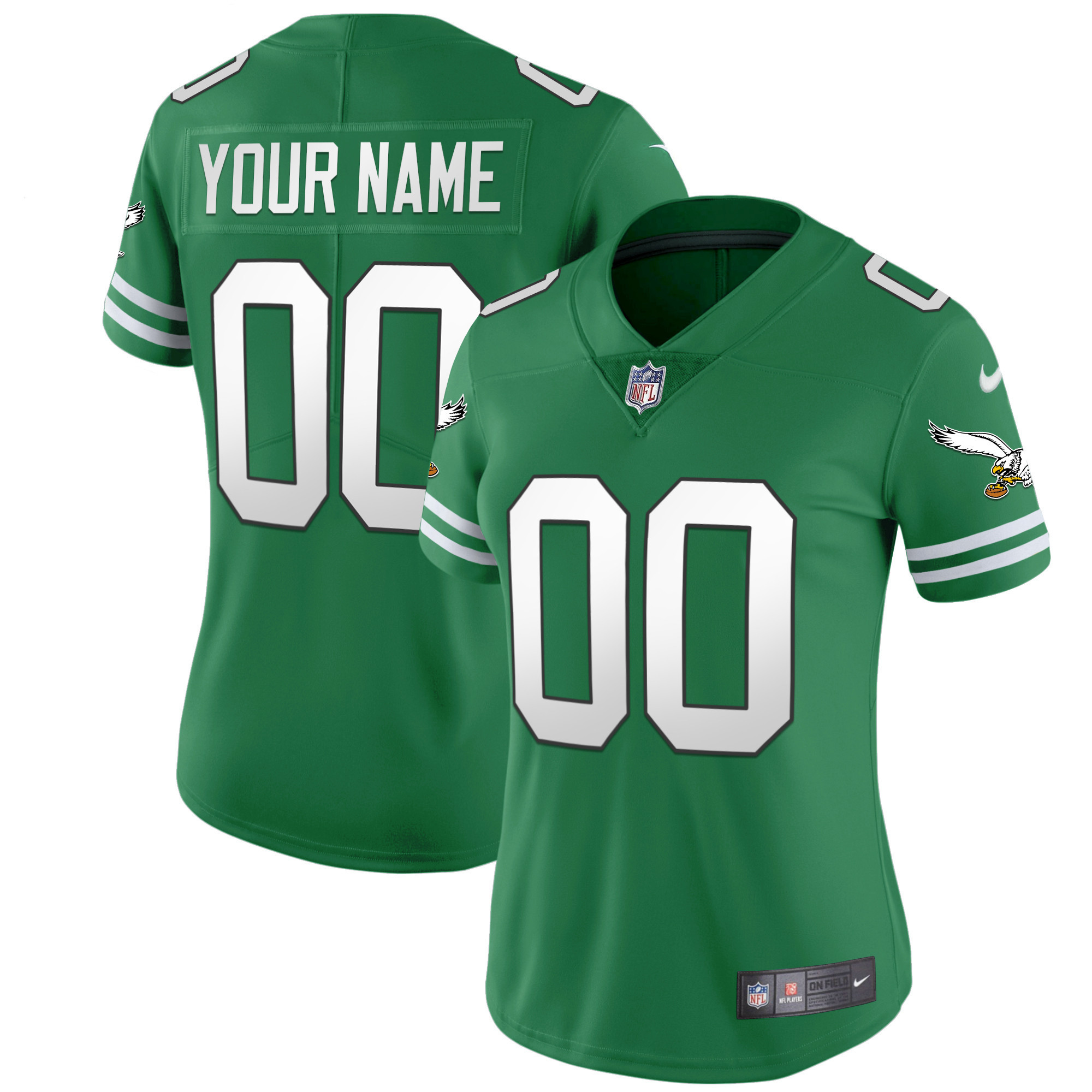 Philadelphia Eagles Gold & Kelly Vapor Custom V2 Kelly Green Jersey - All Stitched