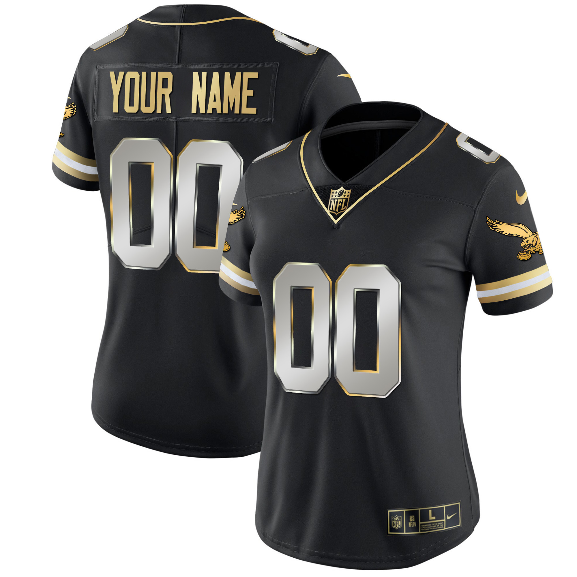 Philadelphia Eagles Gold & Kelly Vapor Throwback Black Limited Jersey - All Stitched