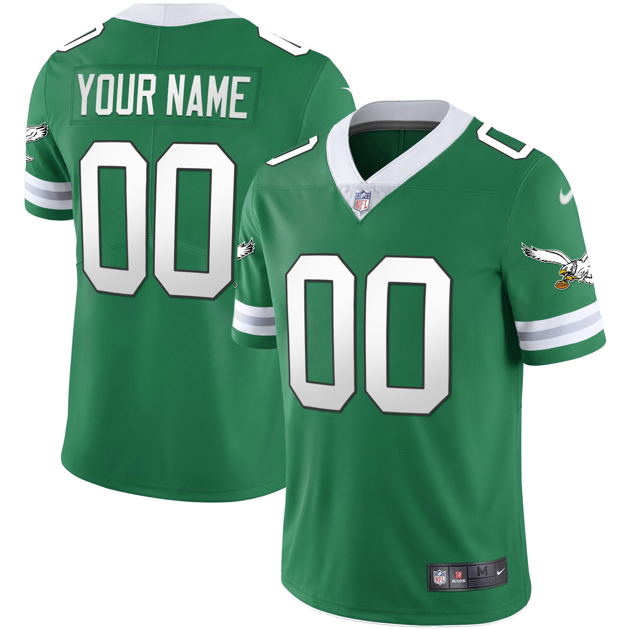 Philadelphia Eagles Gold & Kelly Vapor Throwback Kelly Green Jersey - All Stitched