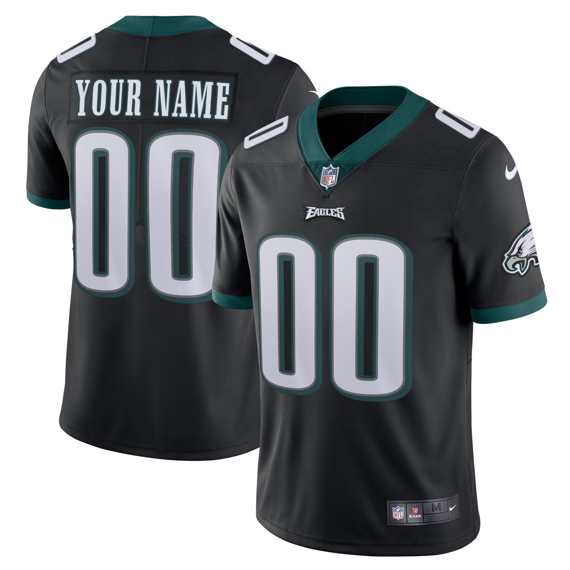 Philadelphia Eagles Gold & Split Custom Name and Number Black Jersey - All Stitched