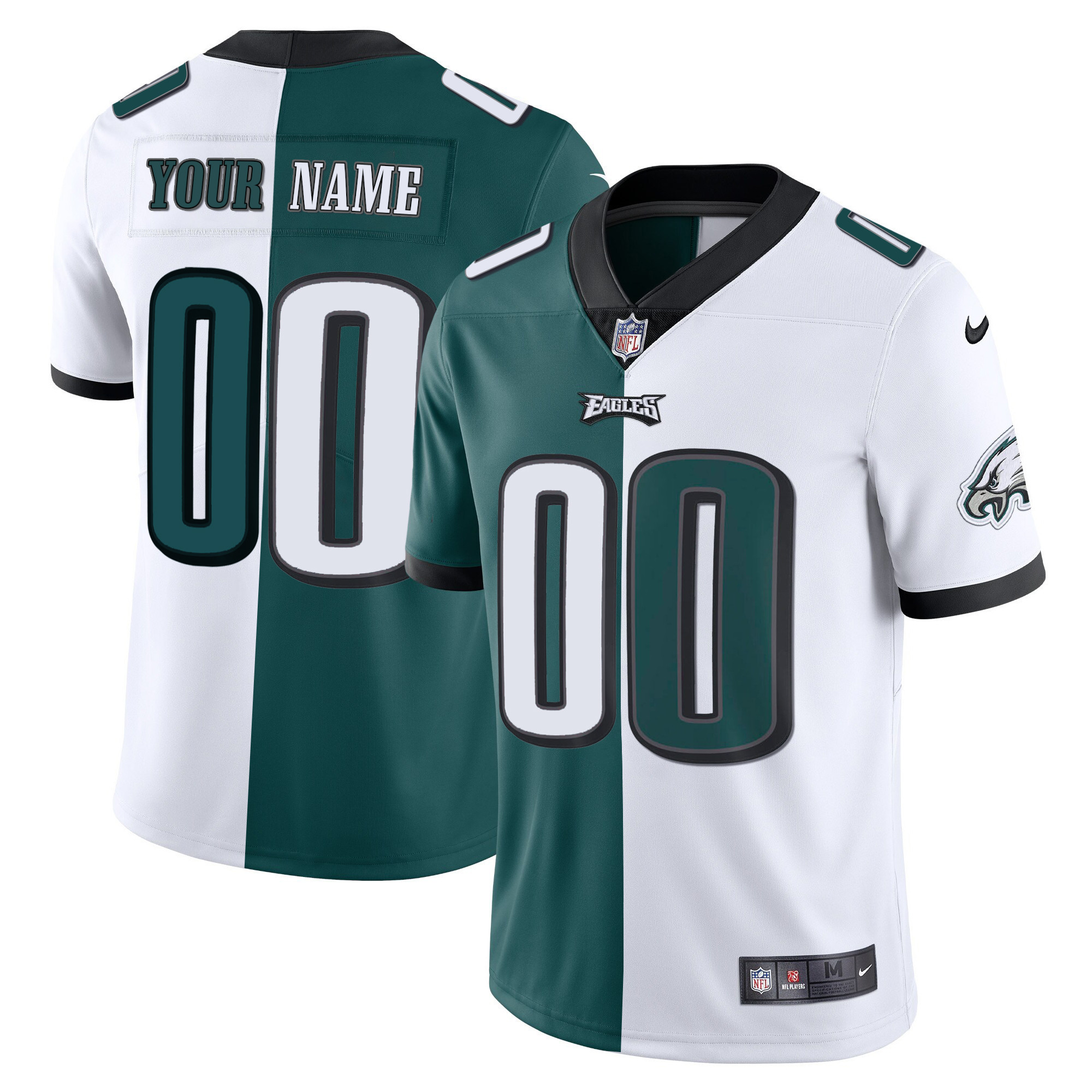 Philadelphia Eagles Gold & Split Custom Name and Number Jersey - All Stitched