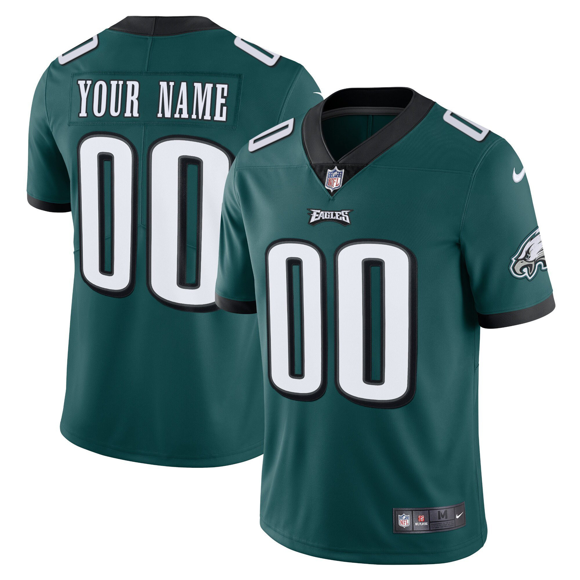 Philadelphia Eagles Gold & Split Custom Name and Number Midnight Green Jersey - All Stitched