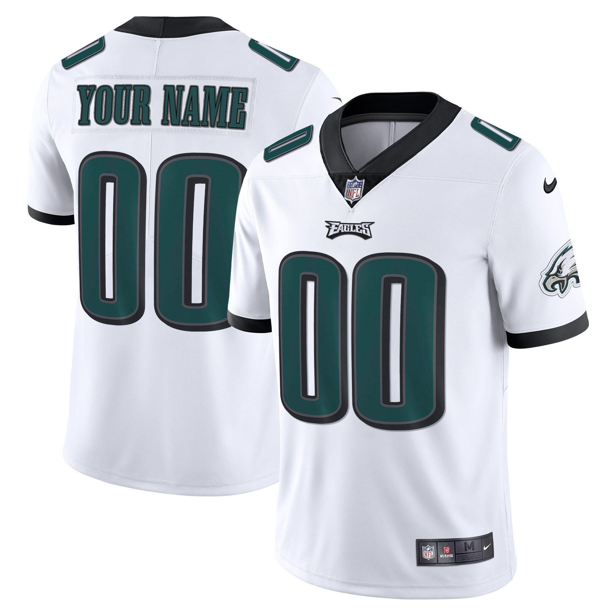 Philadelphia Eagles Gold & Split Custom Name and Number White Jersey - All Stitched