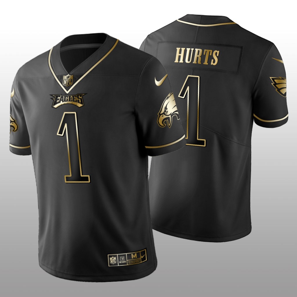 Philadelphia Eagles Jalen Hurts Black Jersey Golden Edition Men's