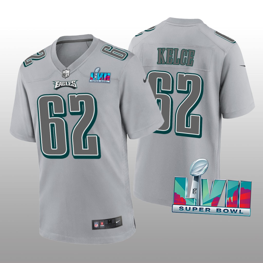 Philadelphia Eagles Jason Kelce Gray Atmosphere Jersey Super Bowl LVII - Men's
