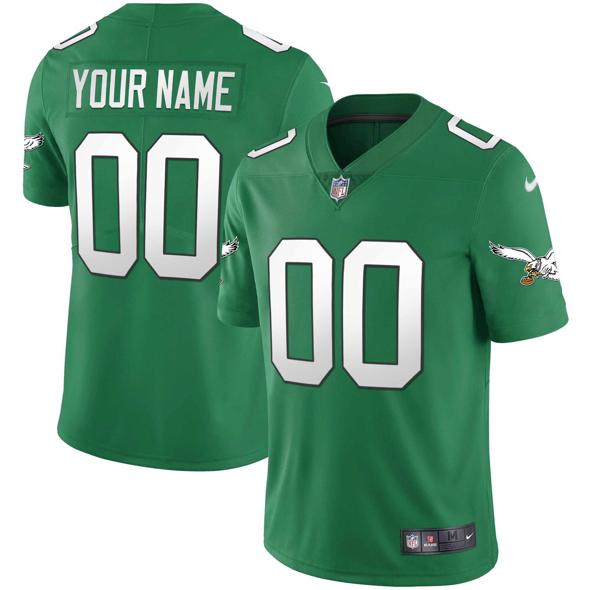Philadelphia Eagles Kelly Green Gold Custom Jersey - All Stitched