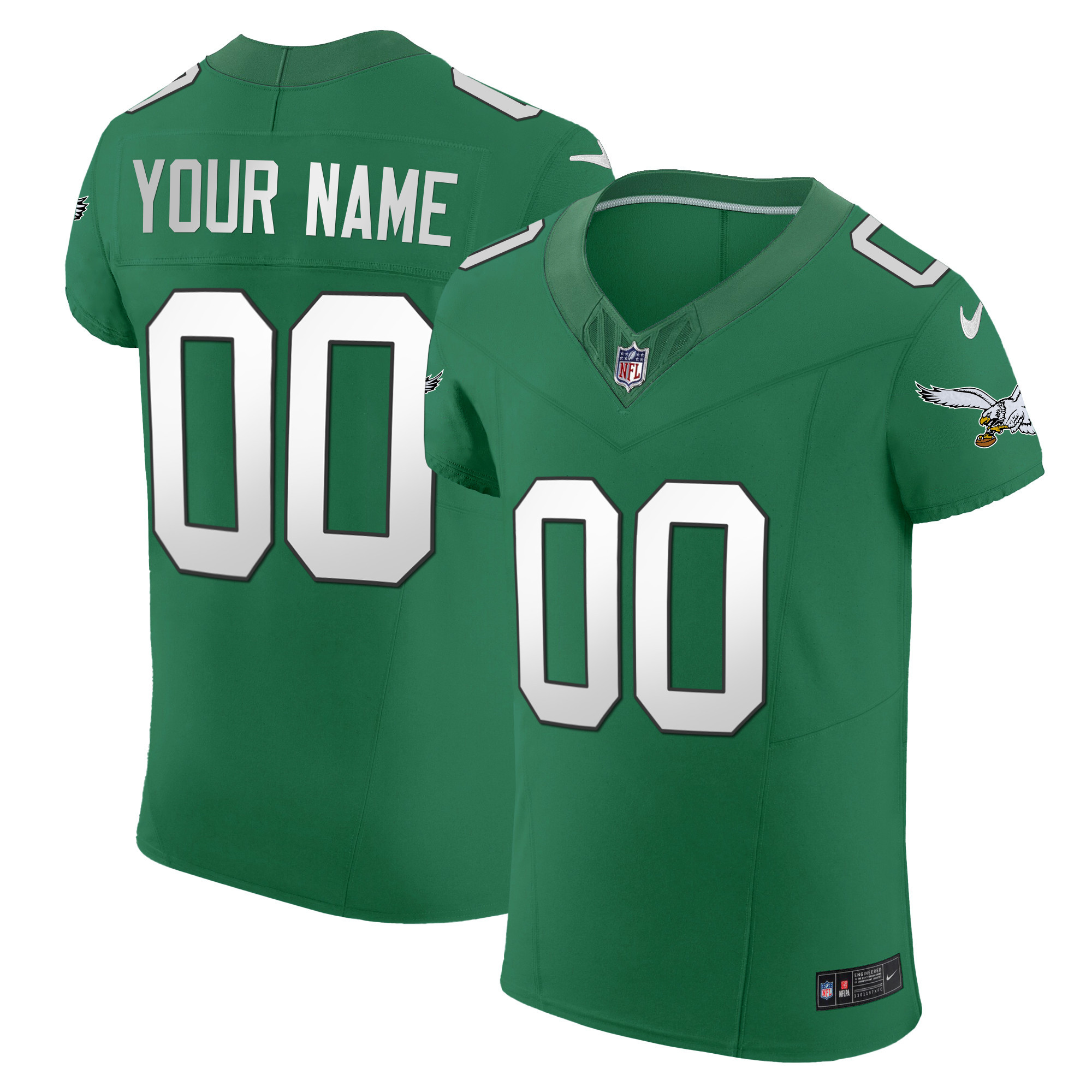 Philadelphia Eagles Kelly Green Vapor Elite Custom Jersey - All Stitched