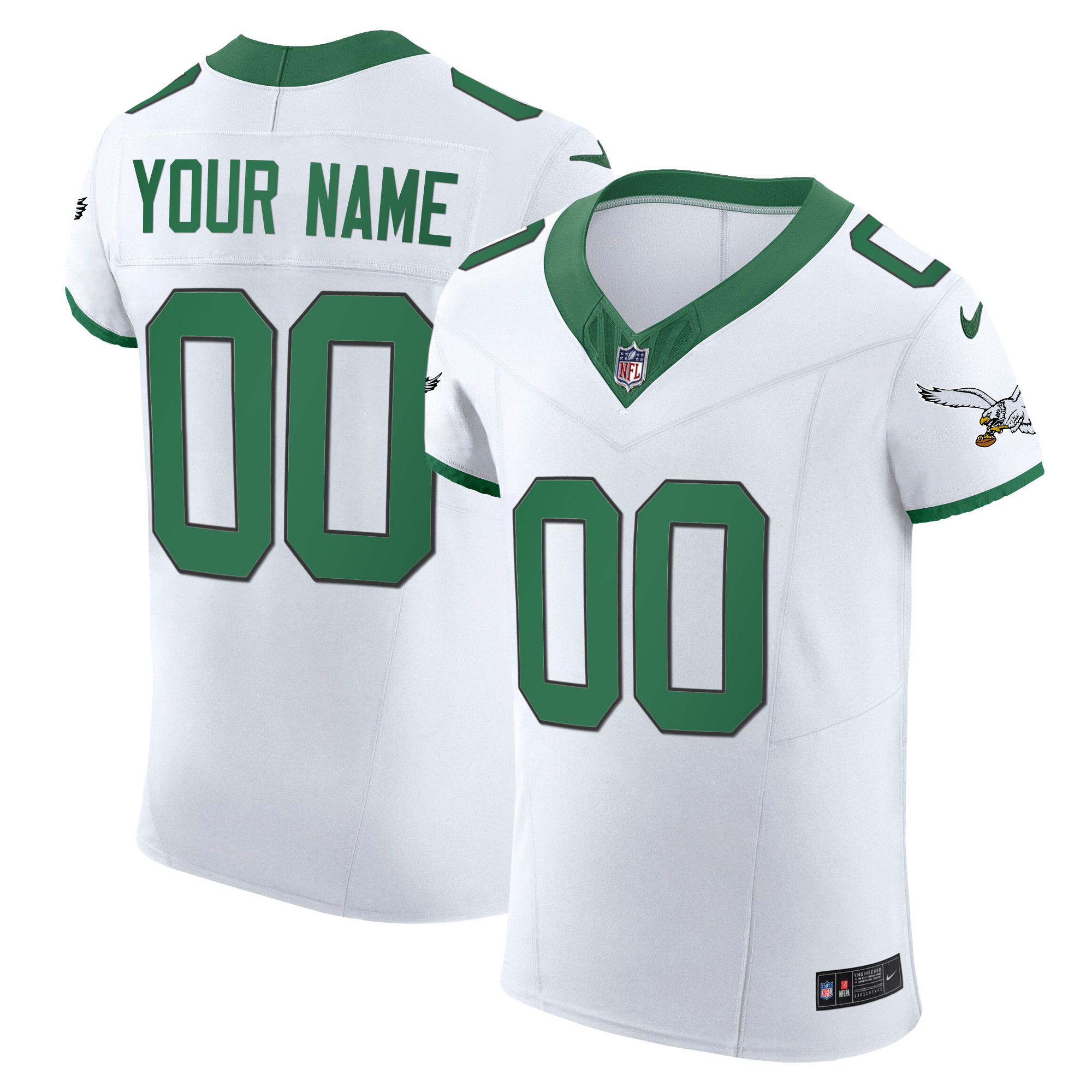Philadelphia Eagles Kelly Green Vapor Elite Custom Kelly White Jersey - All Stitched